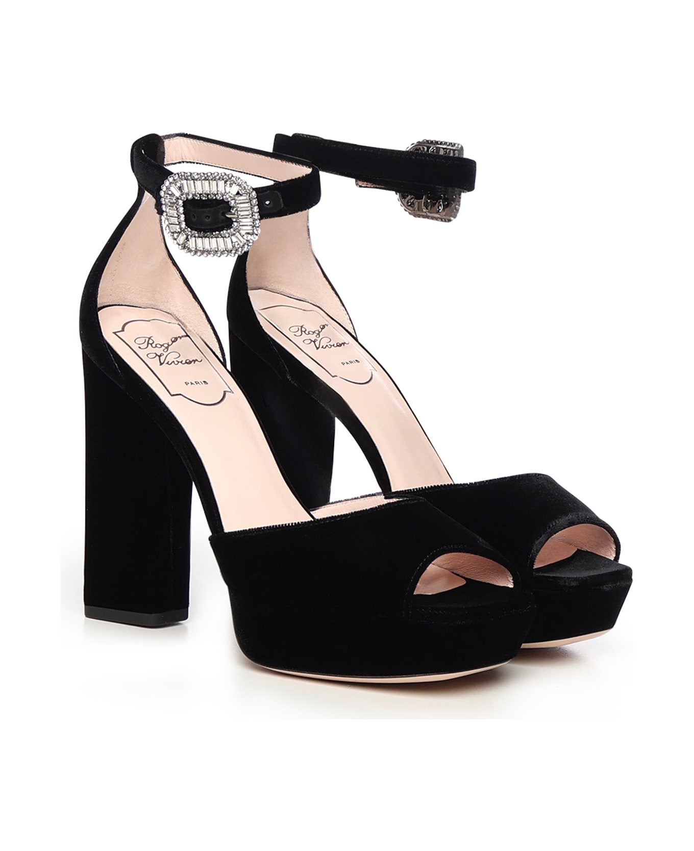 Roger Vivier Velvet Platform Sandals - Black サンダル