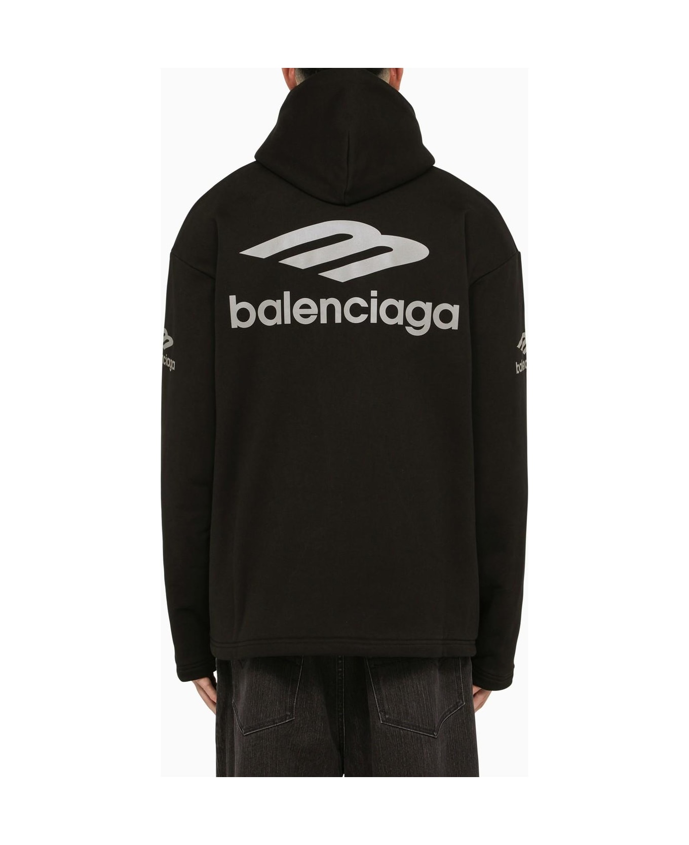 Balenciaga Icon 3b Sport Hoodie - BLACK フリース