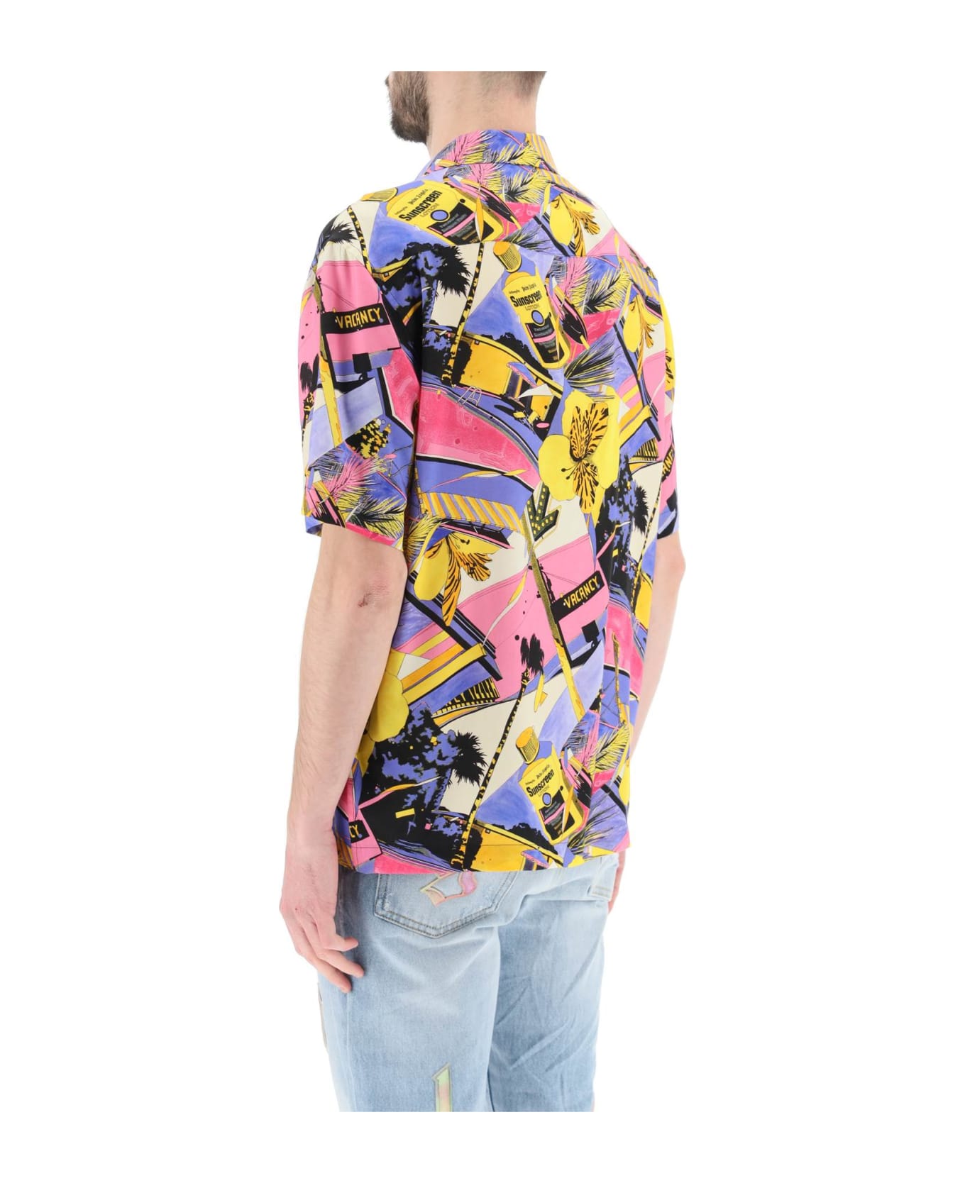 Palm Angels Bowling Style Shirt With Miami Mix Print - MULTICOLORE