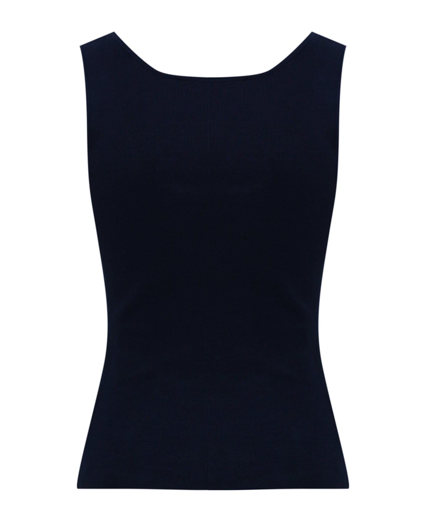 Elisabetta Franchi Viscose Top With Logoed Bands - Navy/crema