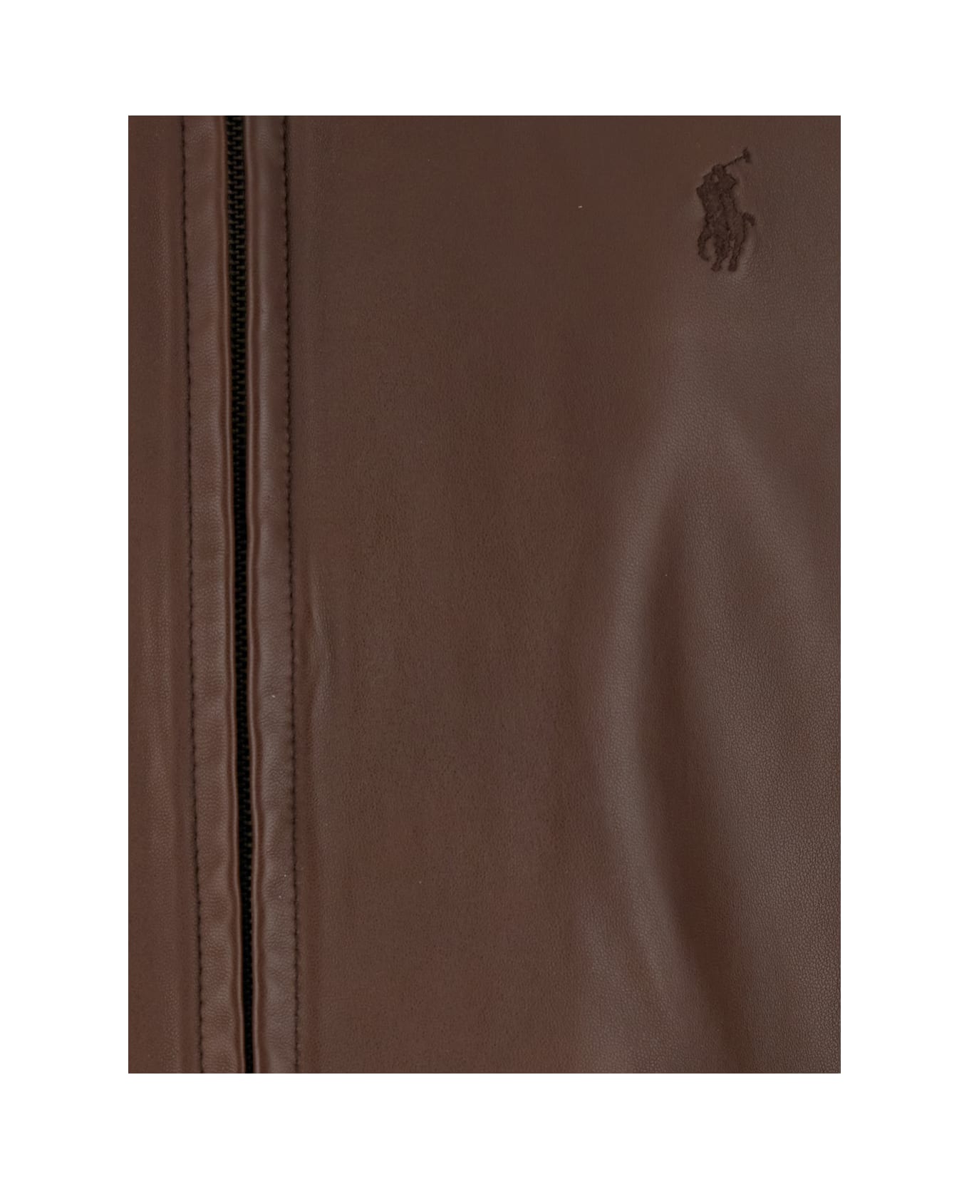 Polo Ralph Lauren Brown Jacket With Classic Collar And Pony Embroidery On The Front In Leather Man - Brown