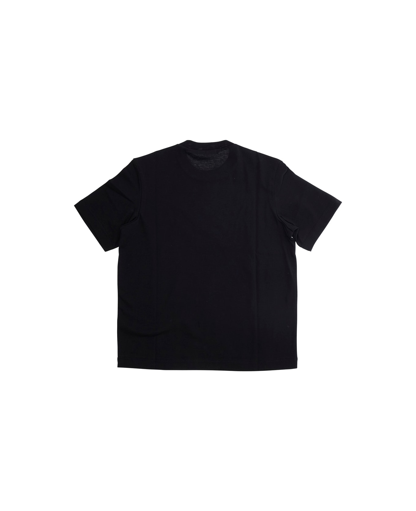 Marni Black Crewneck T-shirt With Logo Print In Cotton Girl - Black
