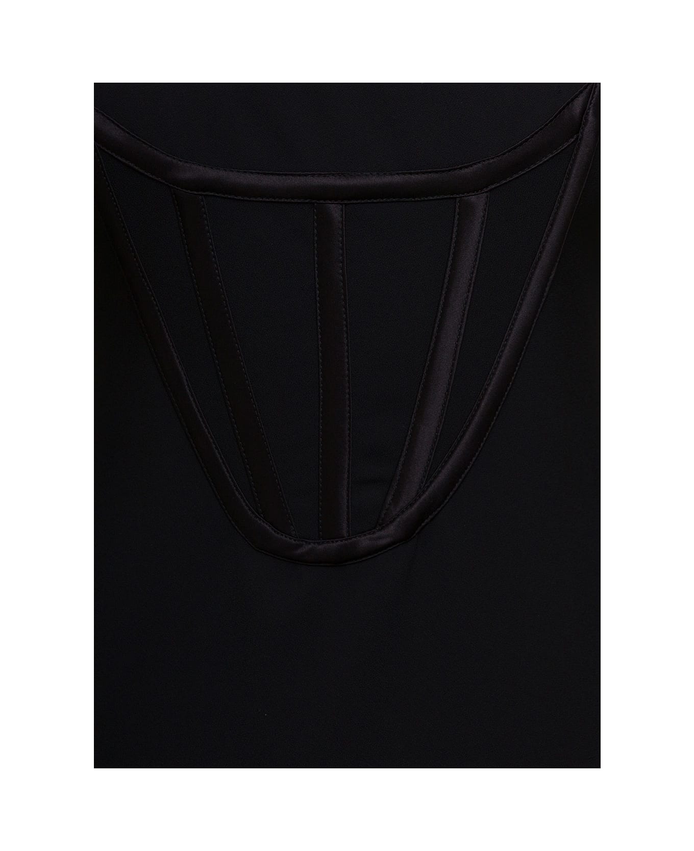 Versace Viscose Sable Long Dress Long Sleeves - Black
