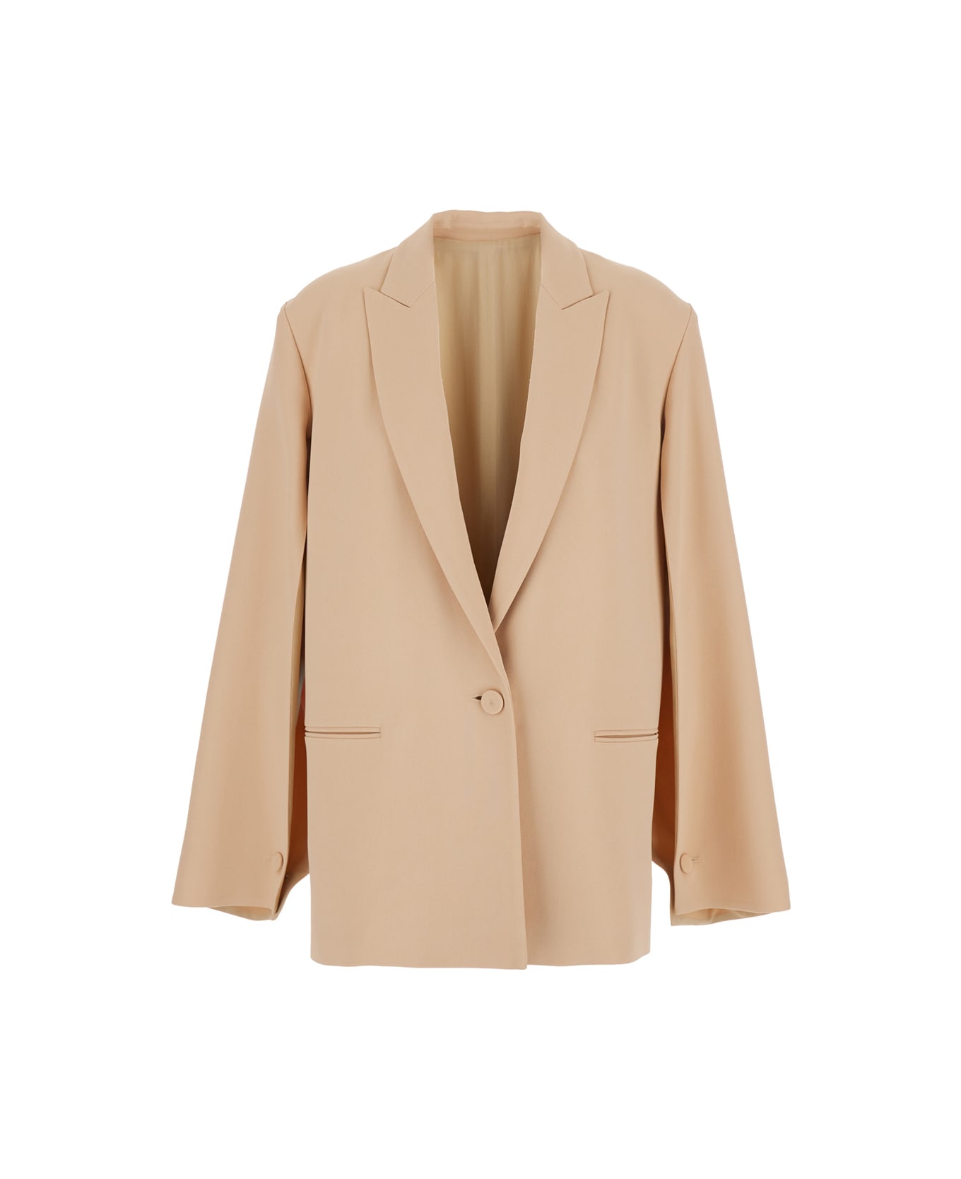 Alberta Ferretti Beige Single-breasted Jacket With Classic Lapels In Fabric Woman - Beige