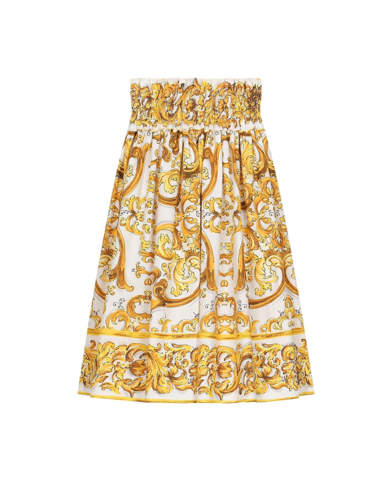 Dolce & Gabbana Poplin Skirt With Print - Yellow