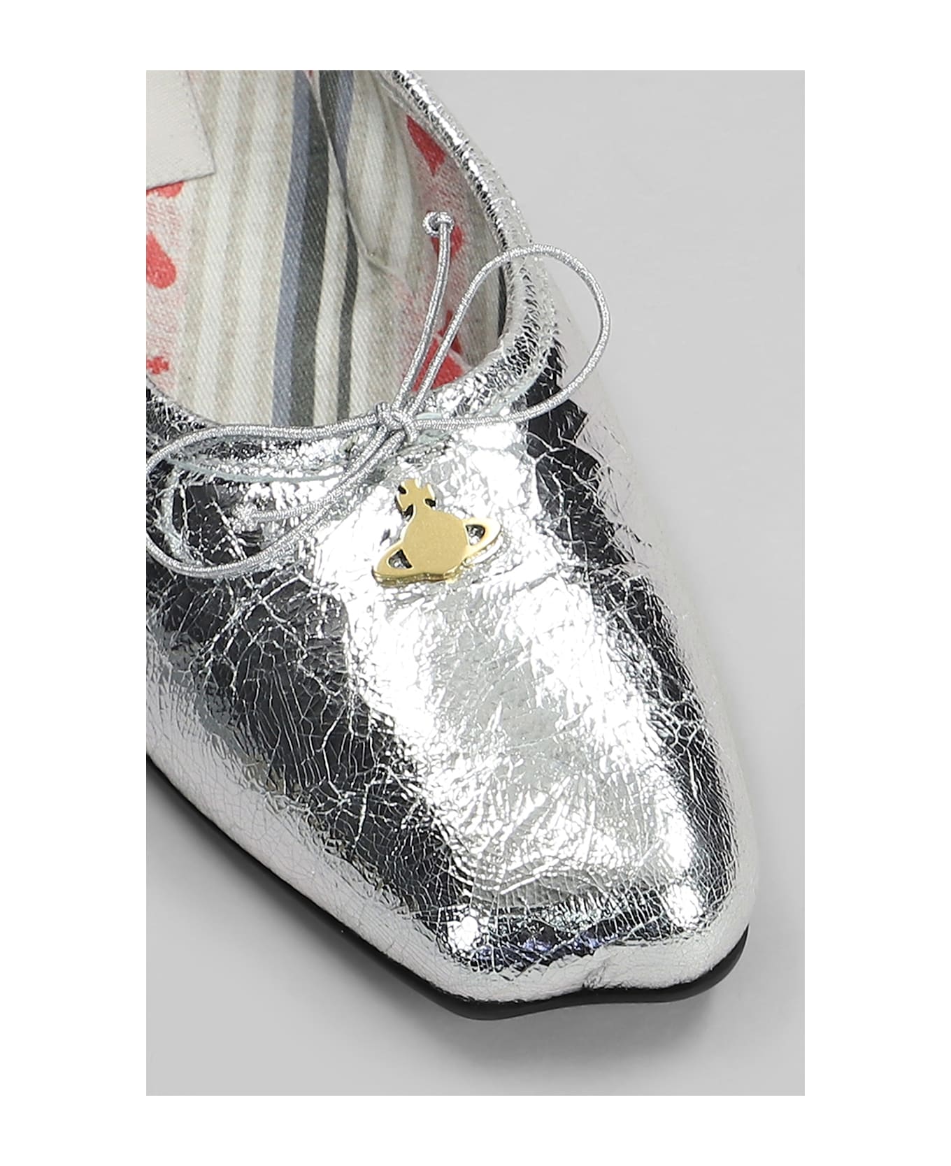 Vivienne Westwood Brigitte Ballet Flats In Silver Leather - silver