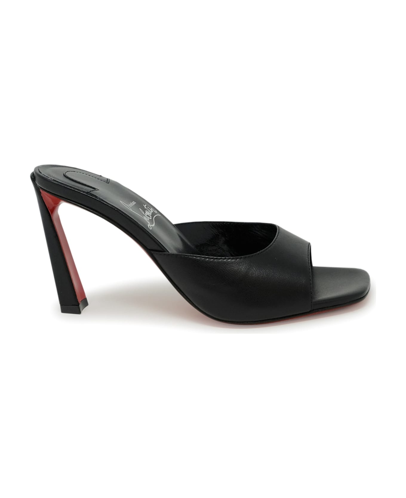 Christian Louboutin Black Leather Condora Mule 85 Sandals - BLACK