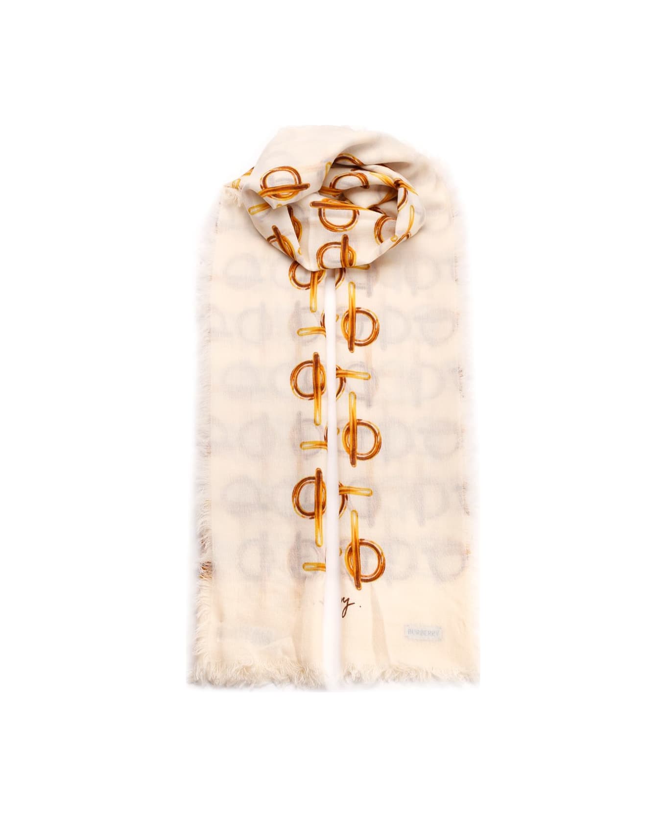 Burberry Wool Scarf B - White