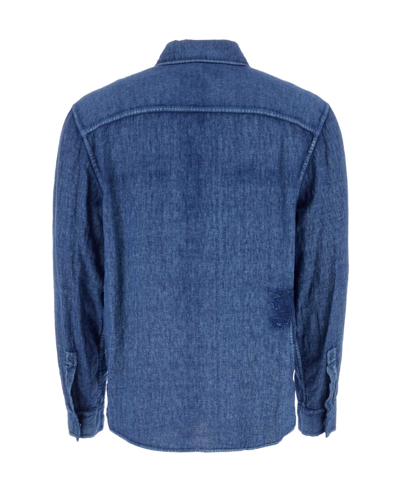 Burberry Denim Blue Linen Shirt - KNIGHT