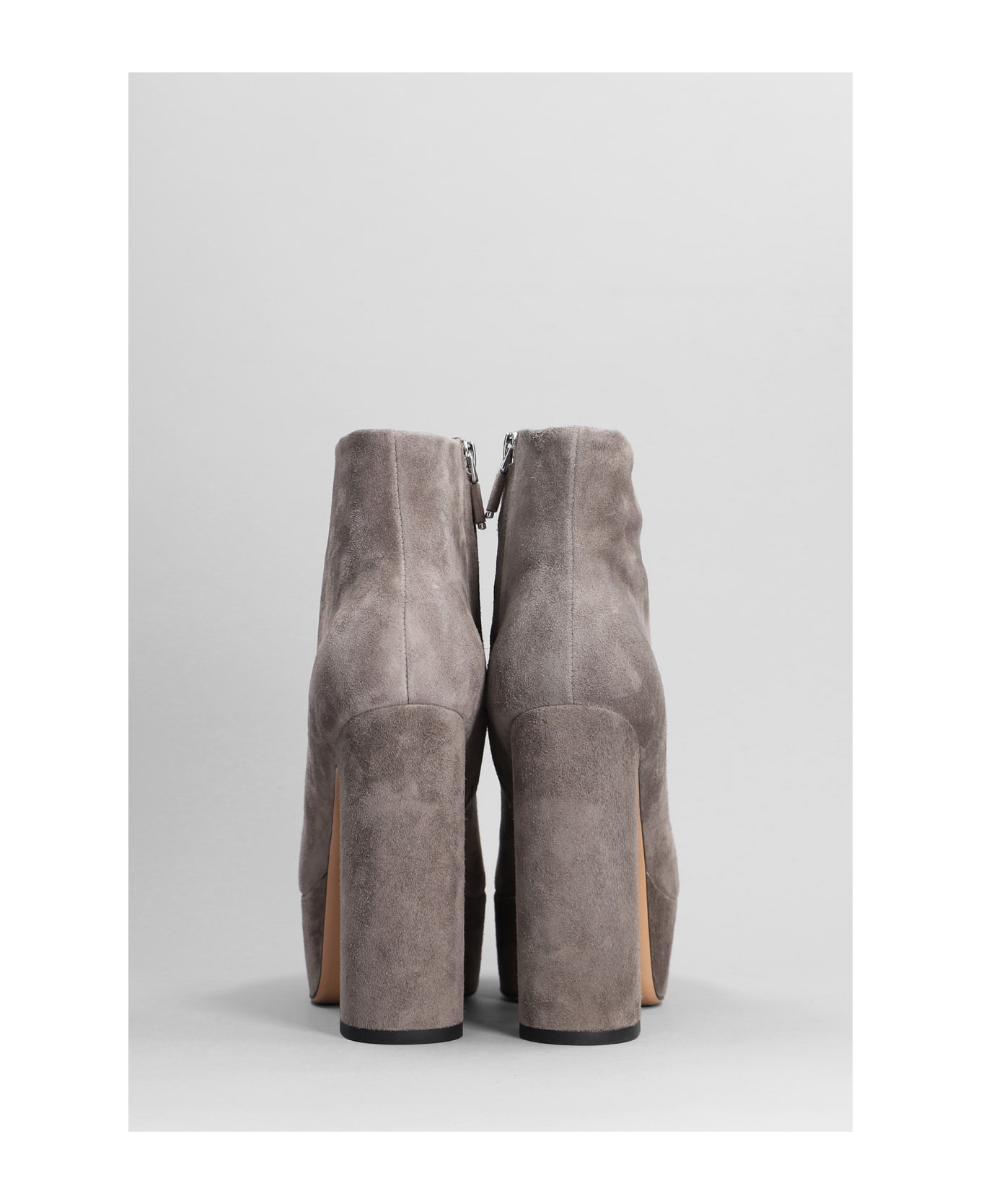 Lola Cruz High Heels Ankle Boots In Grey Suede - grey