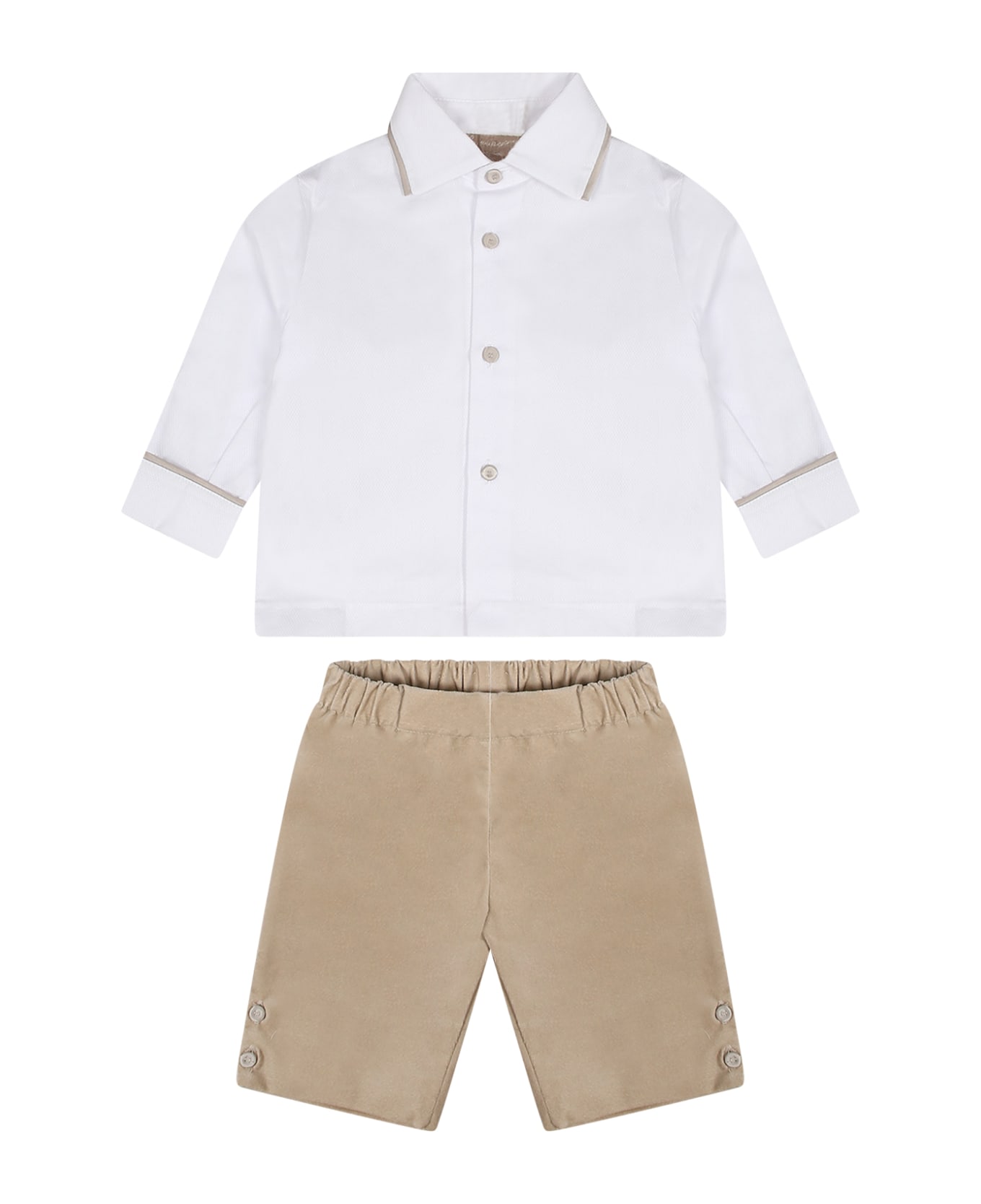 La stupenderia White Suit For Baby Boy - Multicolor