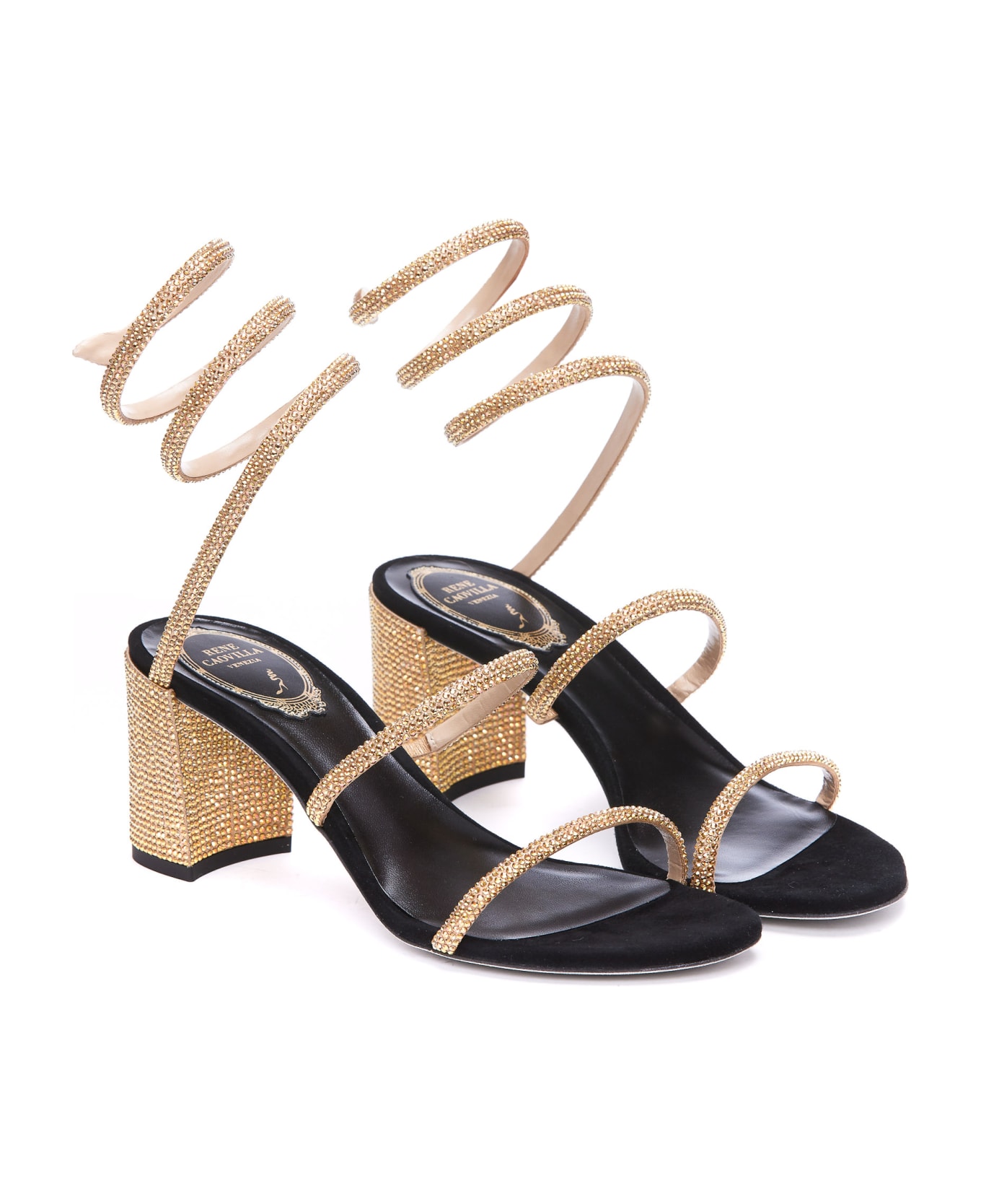 René Caovilla Cleo Pump Sandals - Golden
