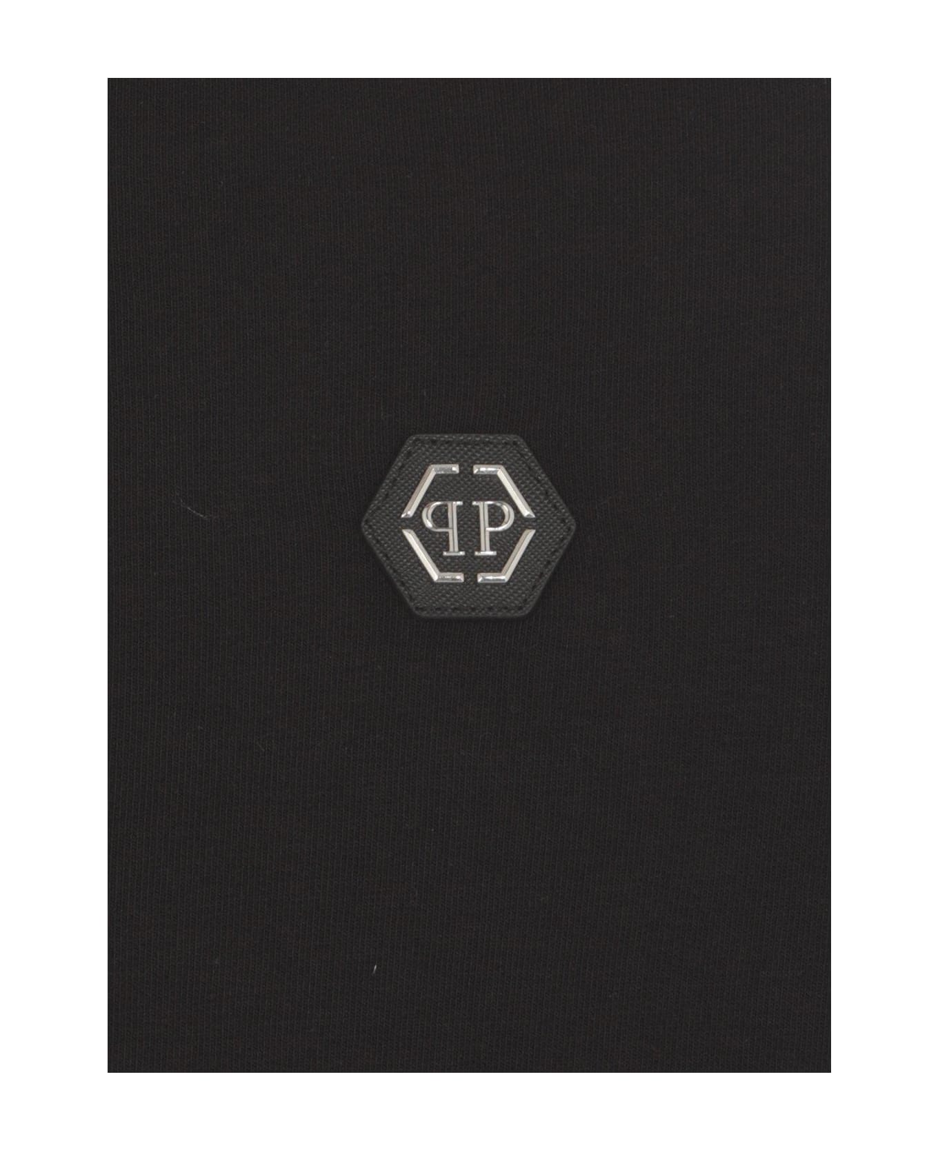 Philipp Plein Logo Plaque Zipped Hoodie - Nero フリース