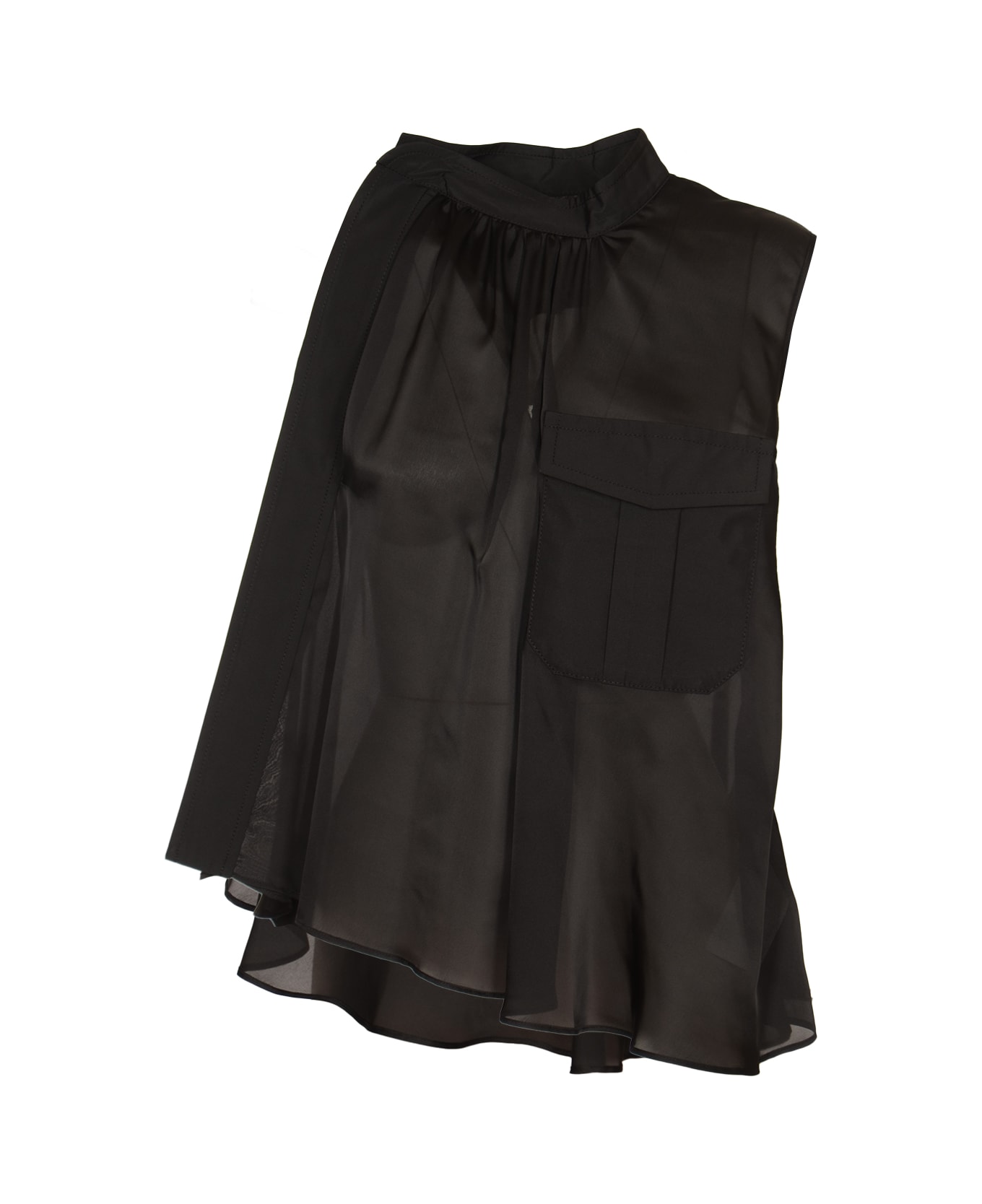 Sacai Fabric Con Sleeveless Shirt - Black ブラウス
