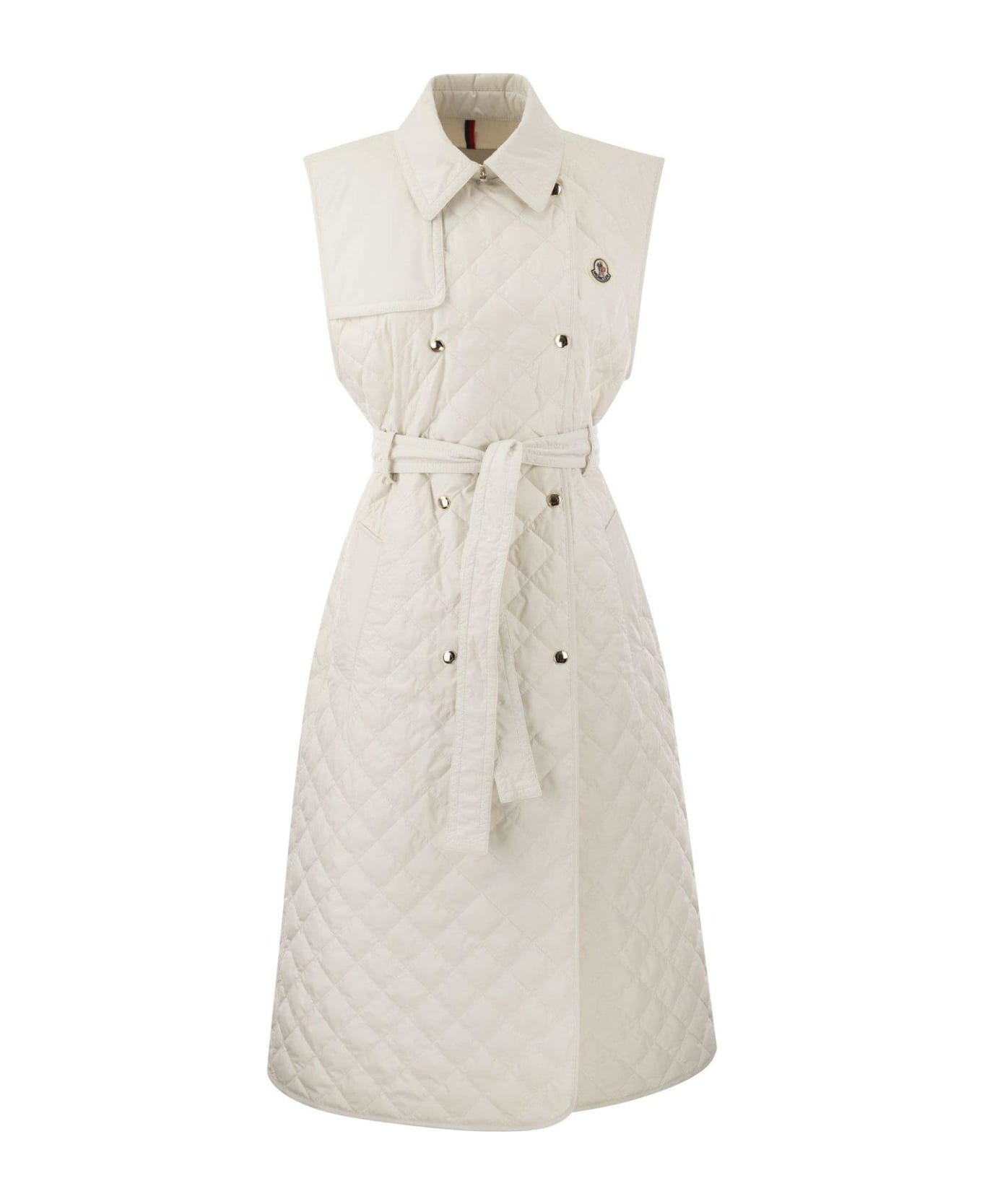 Moncler Sleeveless Quilted Trench Coat - Bianco
