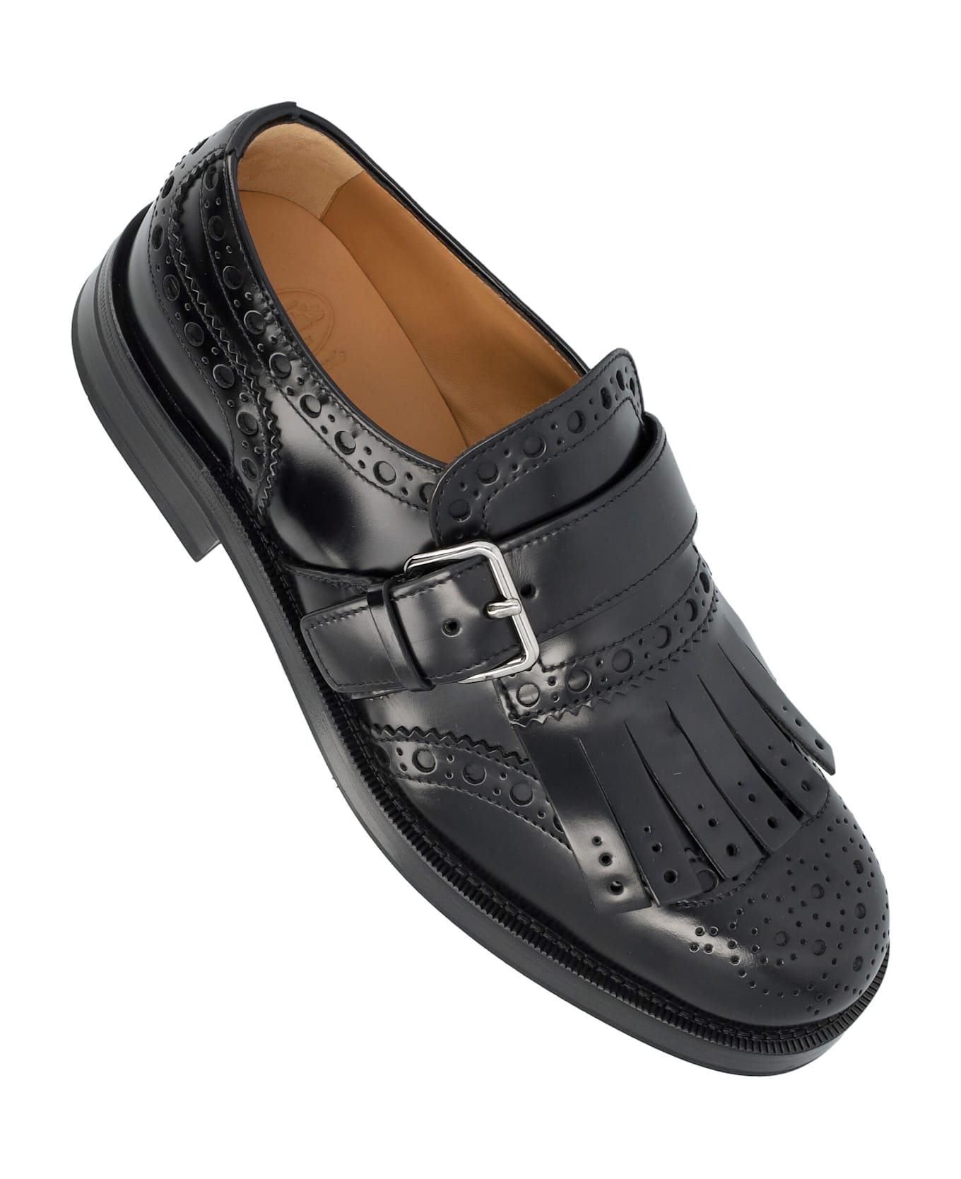 Church's Black Leather Monk Strap Brogues - BLACK