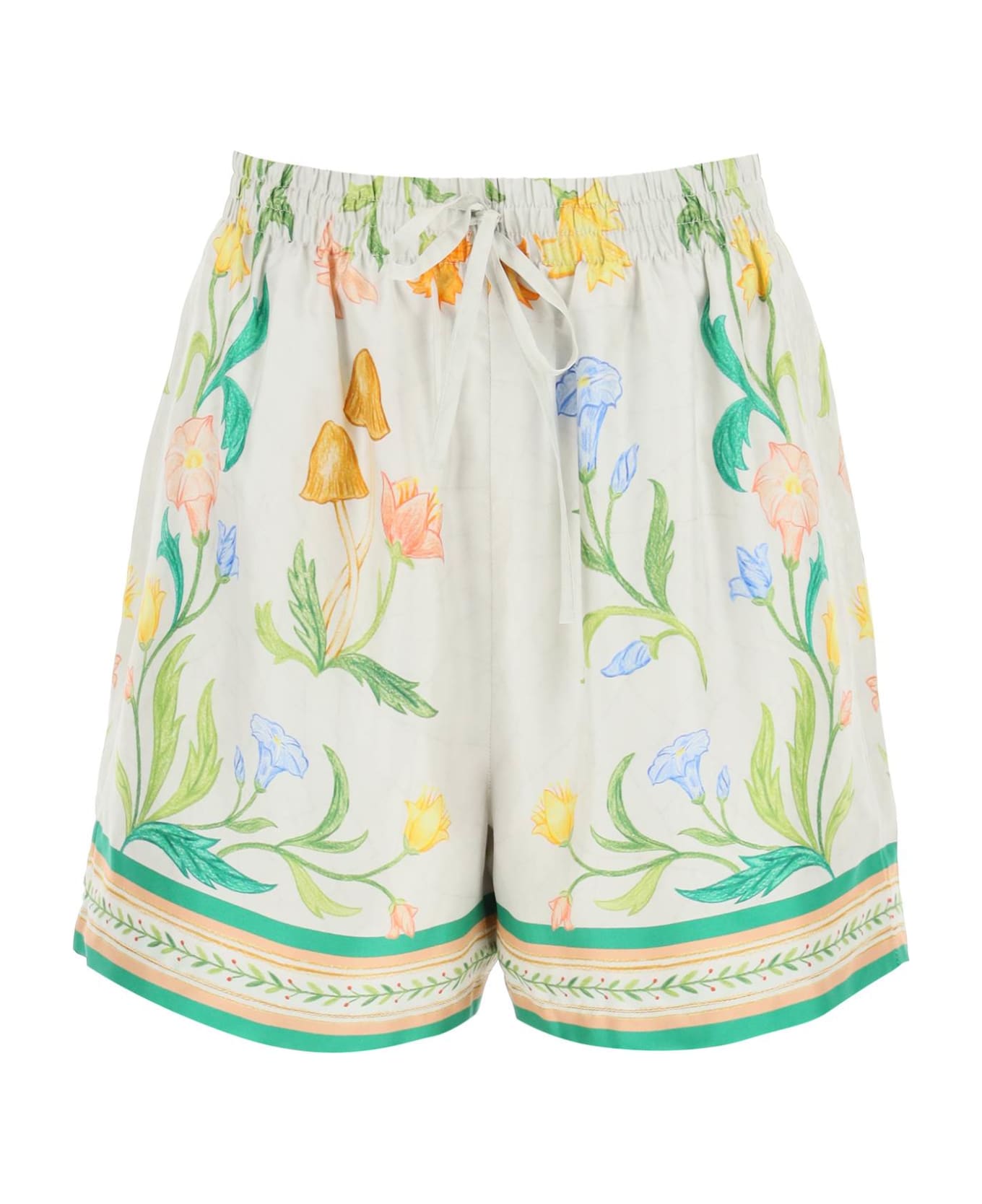 Casablanca Arche Fleurie Silk Shorts - Multicolour