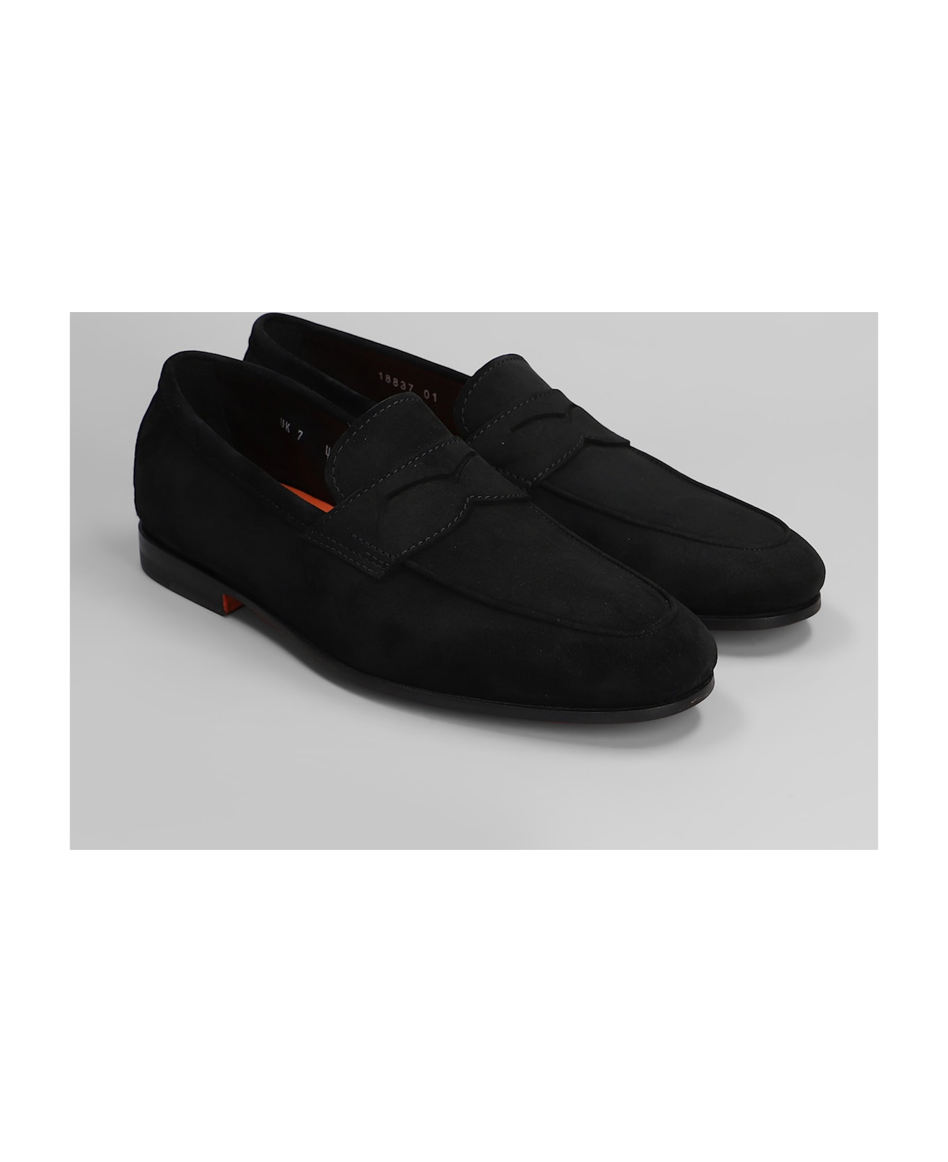 Santoni Carlos Loafers In Black Suede - black