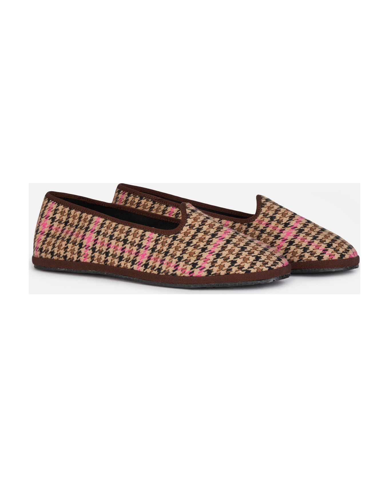 MC2 Saint Barth Woman Pied De Poule Slipper Loafers | My Chalom Special Edition - BROWN