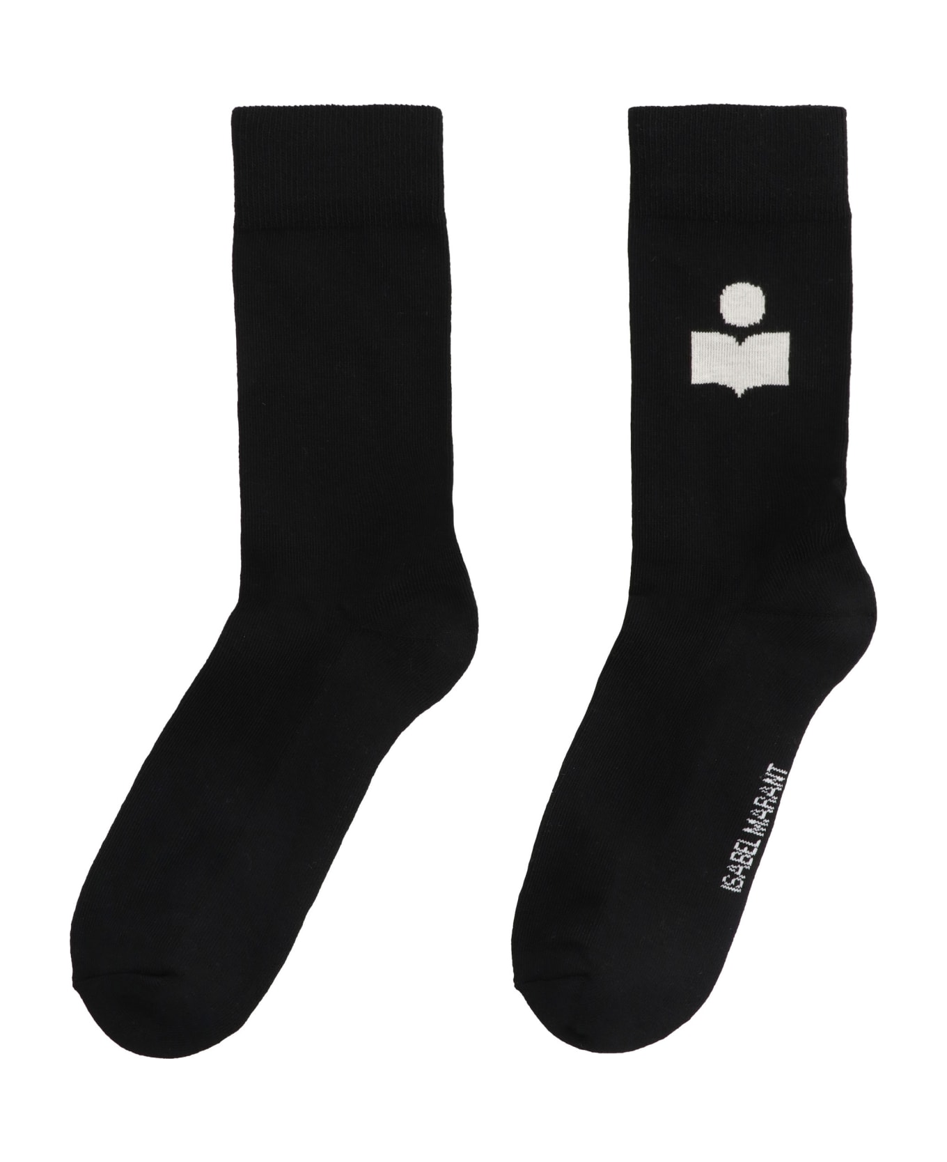 Isabel Marant Siloki Logo Cotton Blend Socks - black