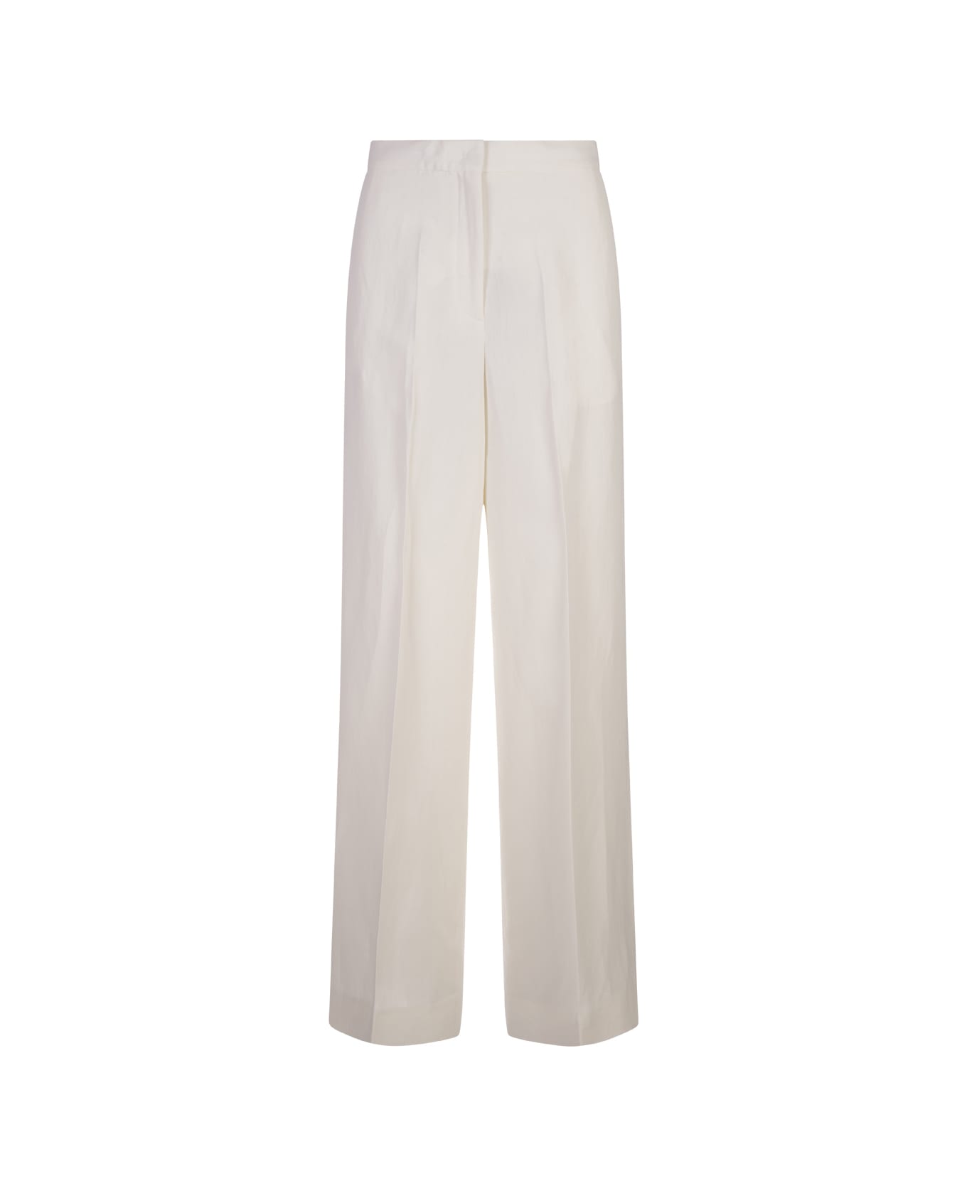 Fabiana Filippi White Fluid Viscose And Linen Wide Trousers - White
