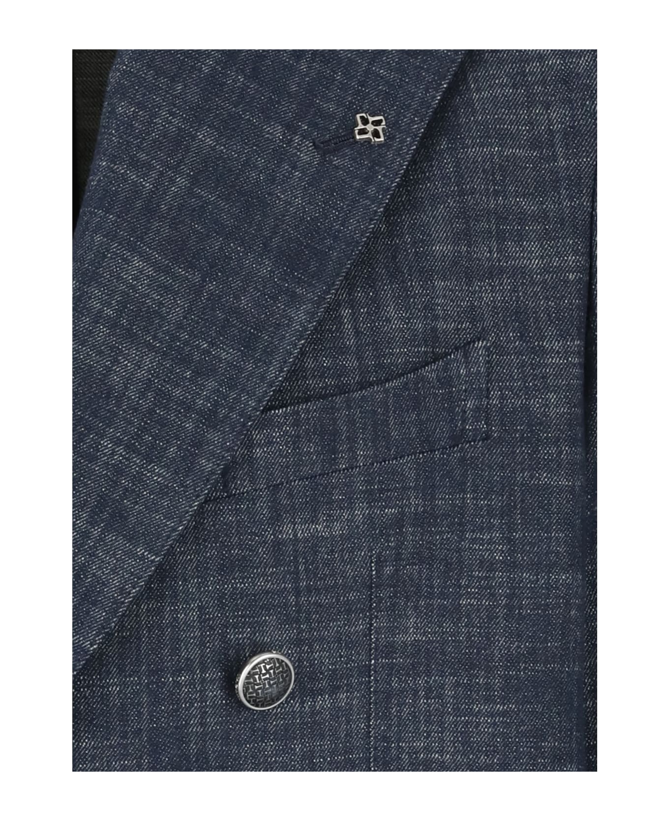 Tagliatore Double Breasted Cotton Jacket - Blue