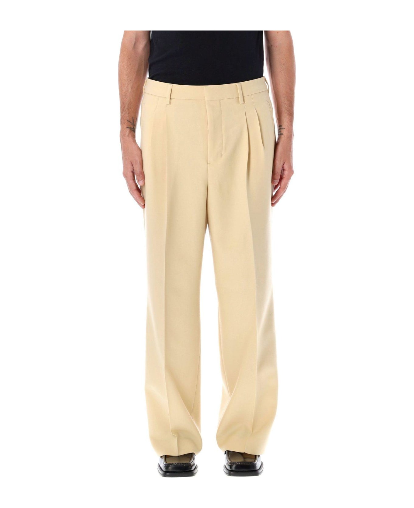 Ami Alexandre Mattiussi Flared Straight Fit Trousers - IVORY ボトムス