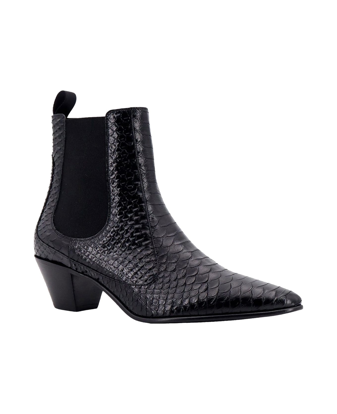 Celine Snake-effect Leather Chelsea Boots - Black