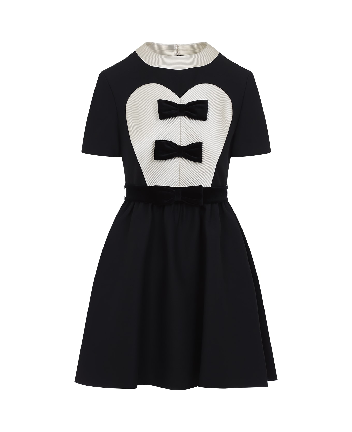 Valentino Black And Beige Wool And Silk Dress - Auy Nero Soft Beige