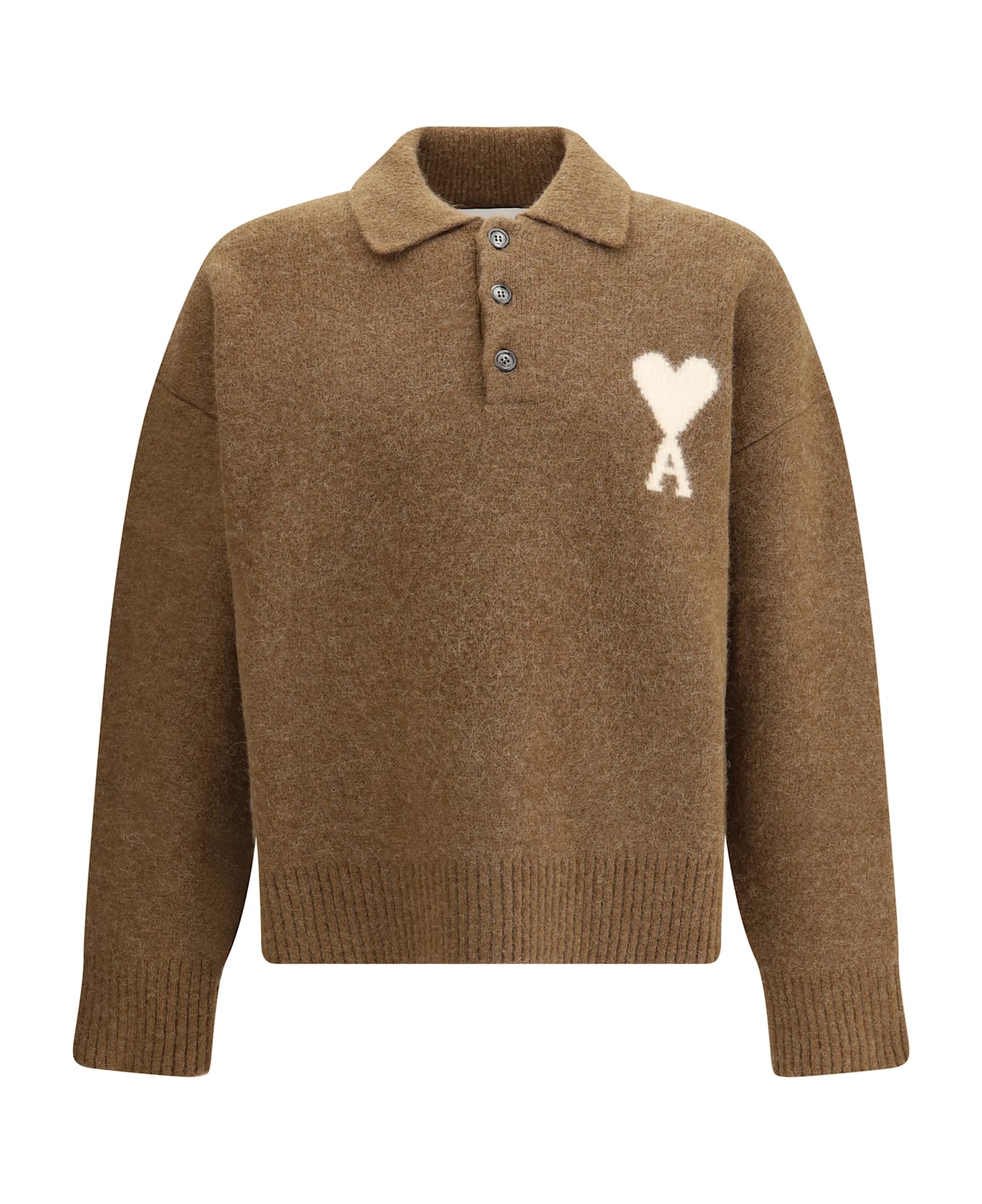 Ami Alexandre Mattiussi Polo Ami De Coeur - NOISETTE/ECRU