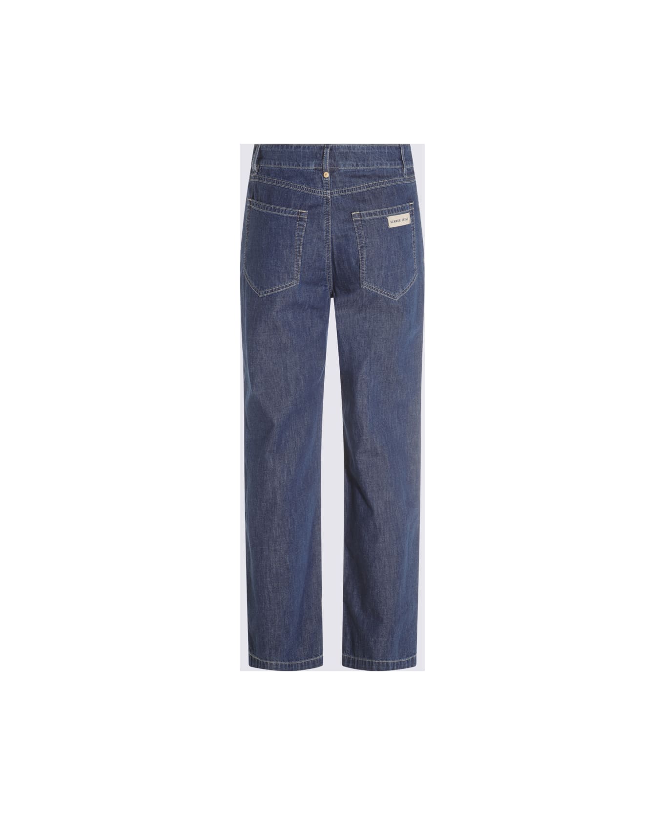
S Max Mara Blue Cotton Polly Jeans - Blue