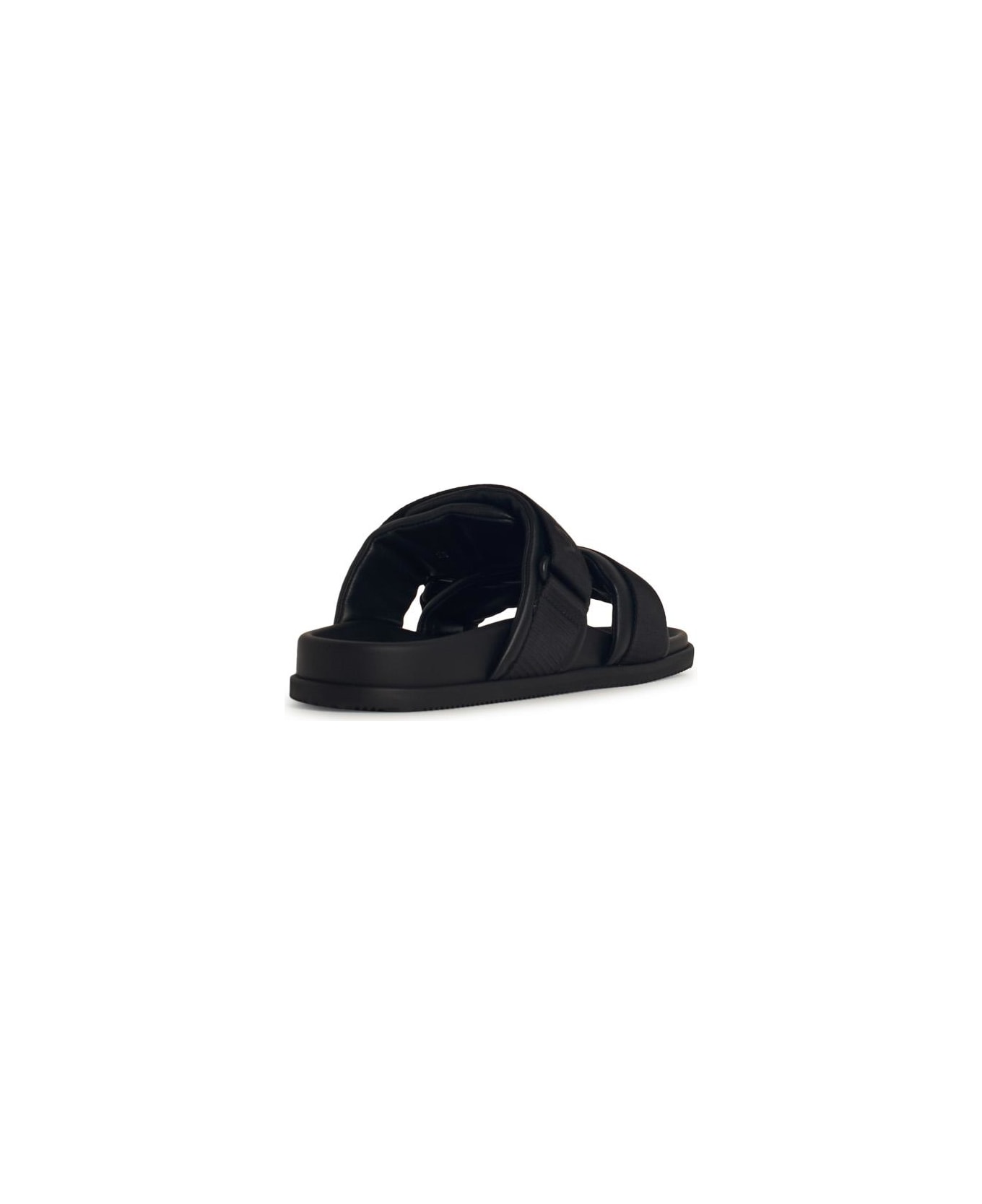 Moncler Black Leather Blend Sandals - Black