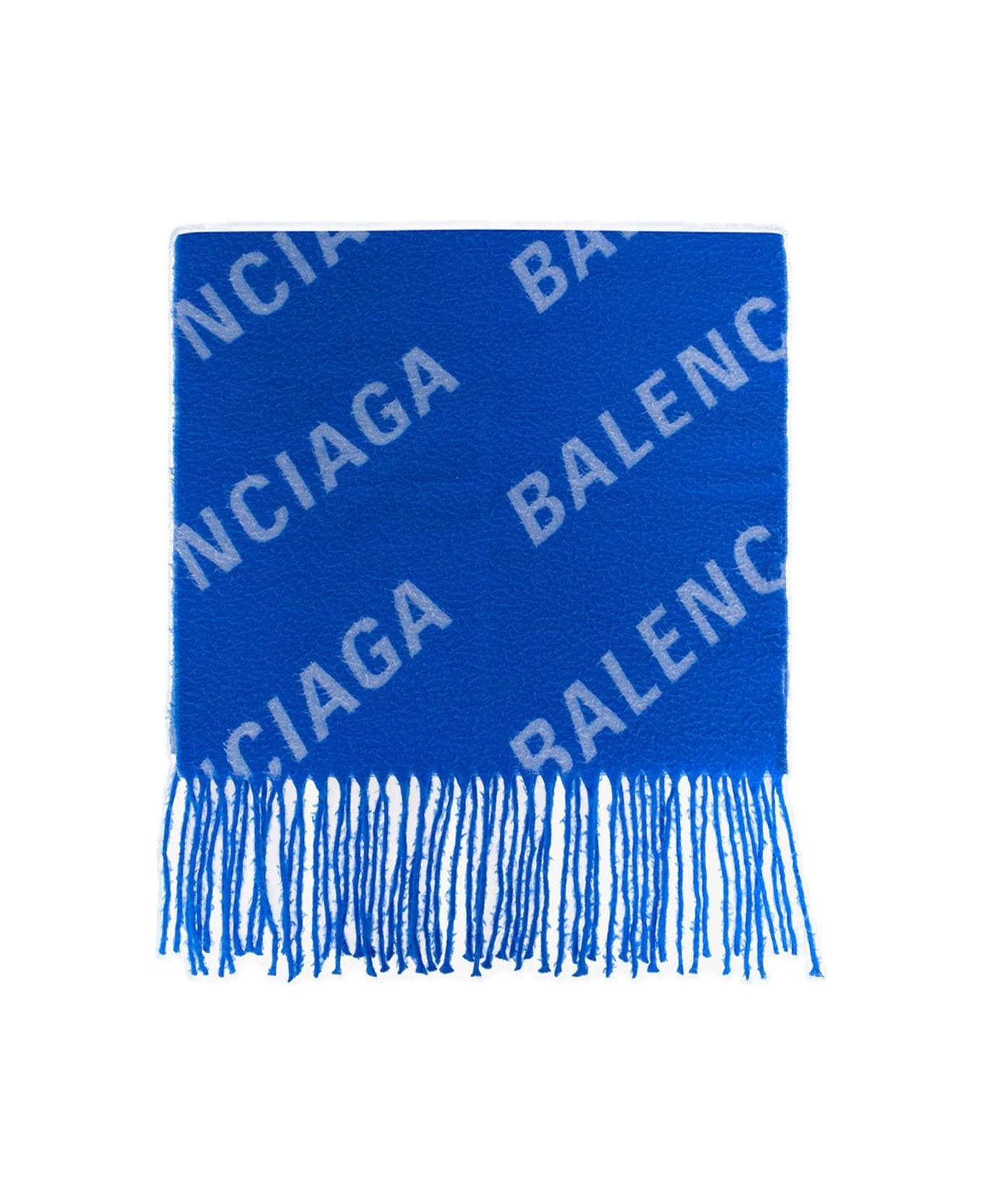 Balenciaga All-over Logo Embroidered Scarf - Blue