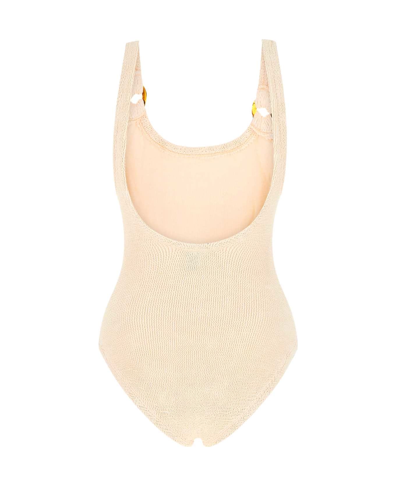 Hunza G Light Pink Stretch Nylon Domino Swimsuit - BLUSH 水着