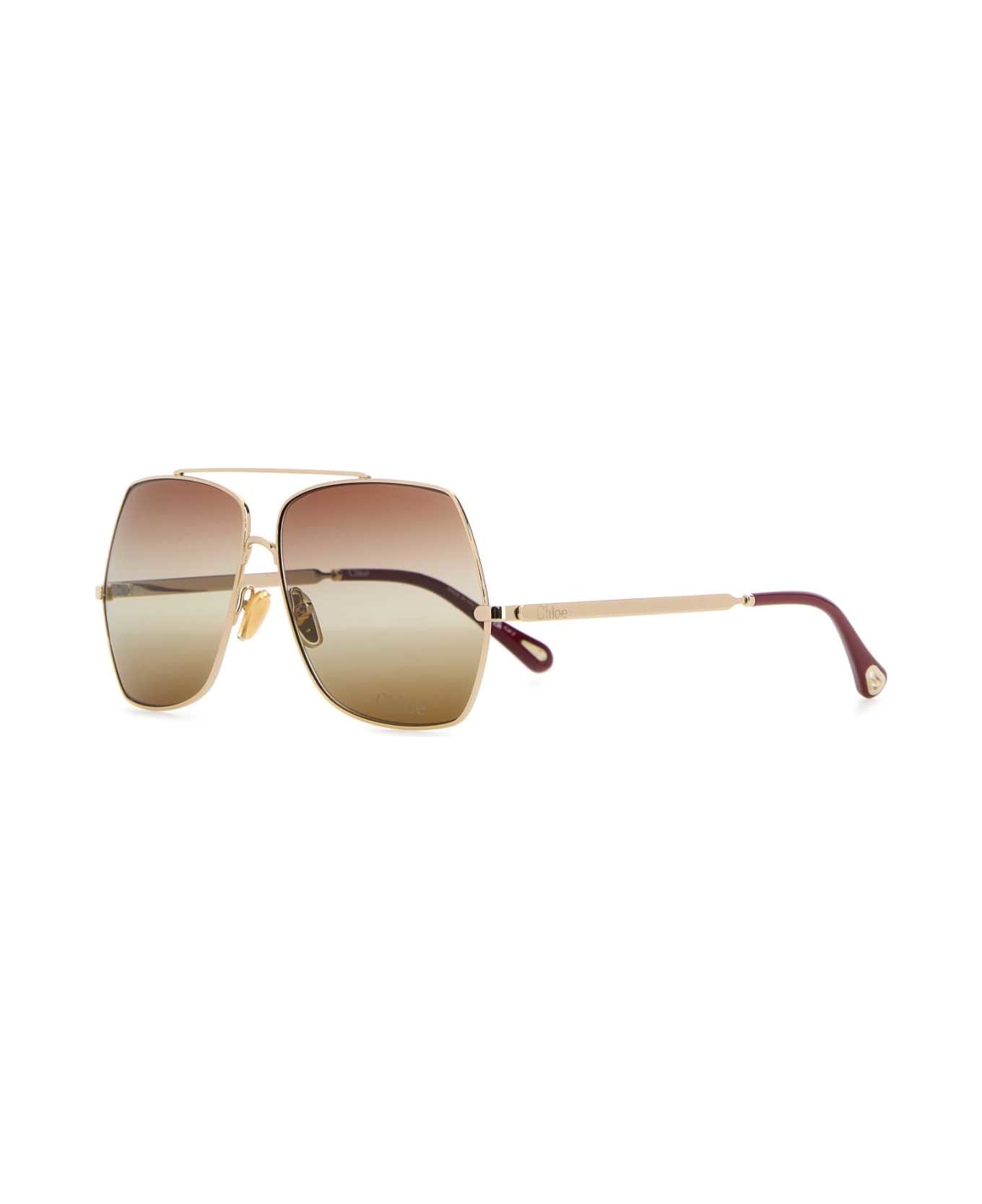 Chloé Platinum Metal Sunglasses - GOLDGOLDBROWN
