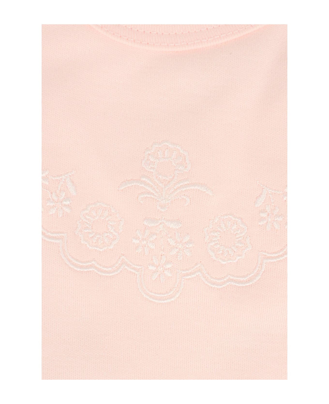 Chloé Pink Babygrow Set For Baby Girl With Flowers - Pink