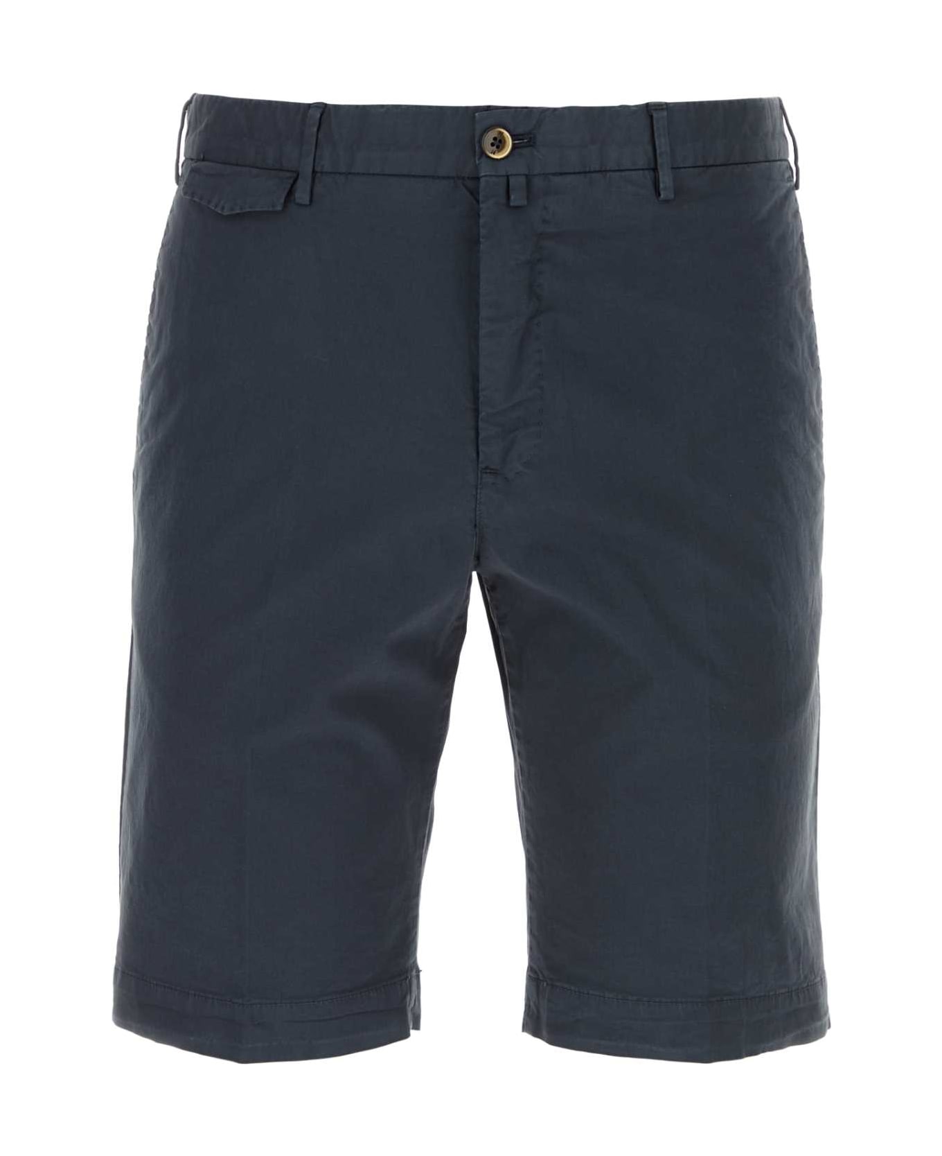 PT01 Navy Blue Stretch Cotton Bermuda Shorts - BLU