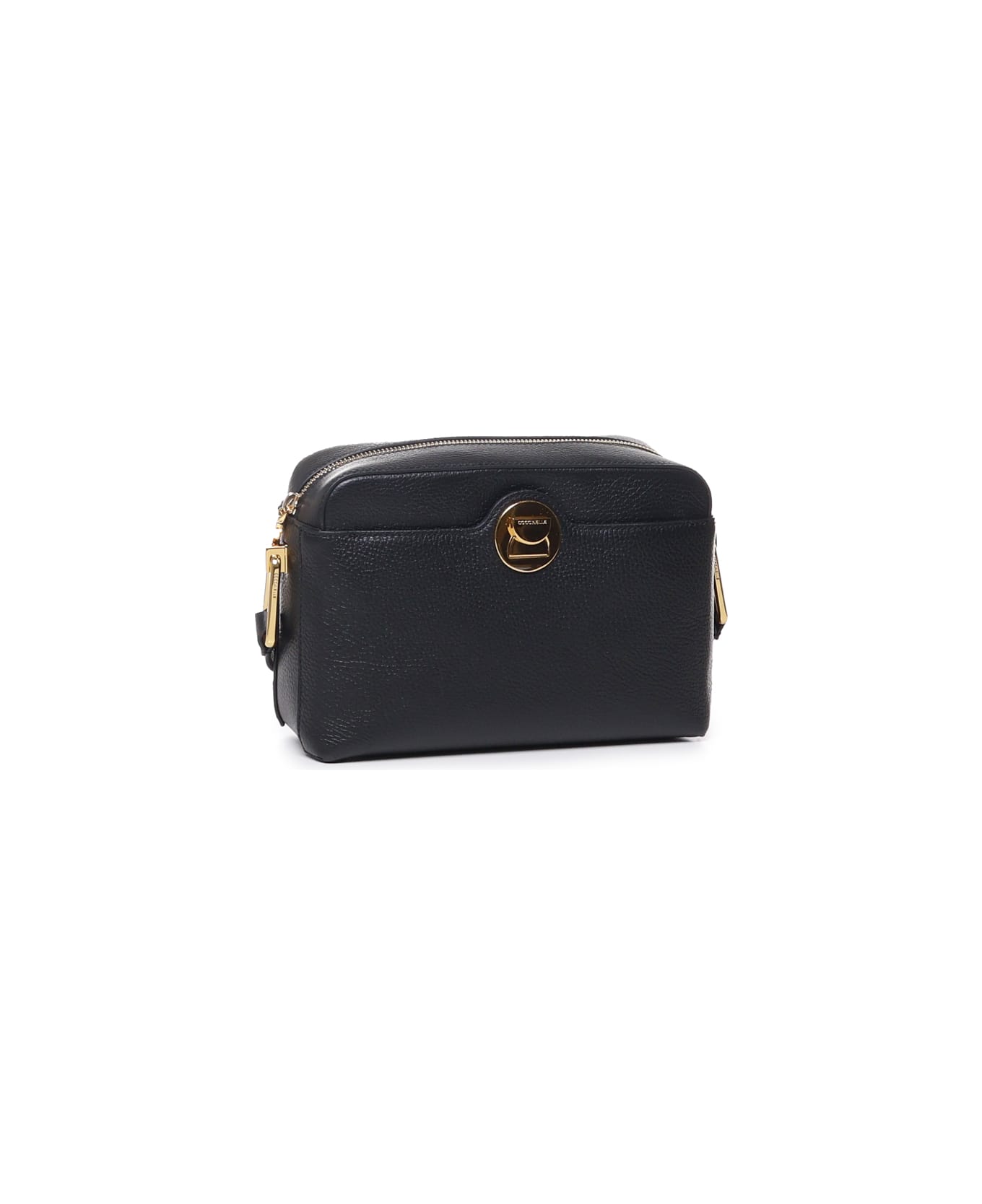 Coccinelle Liya Grained Leather Bag With Shoulder Strap - Black