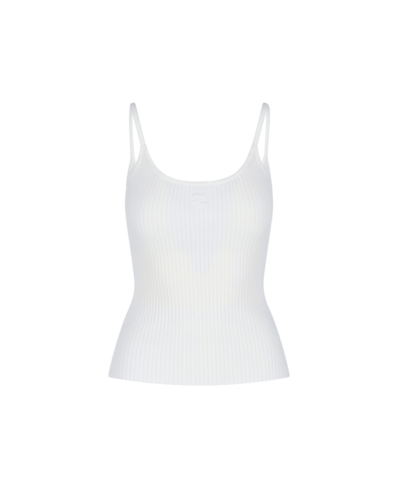 Courrèges Ribbed Logo Top - red