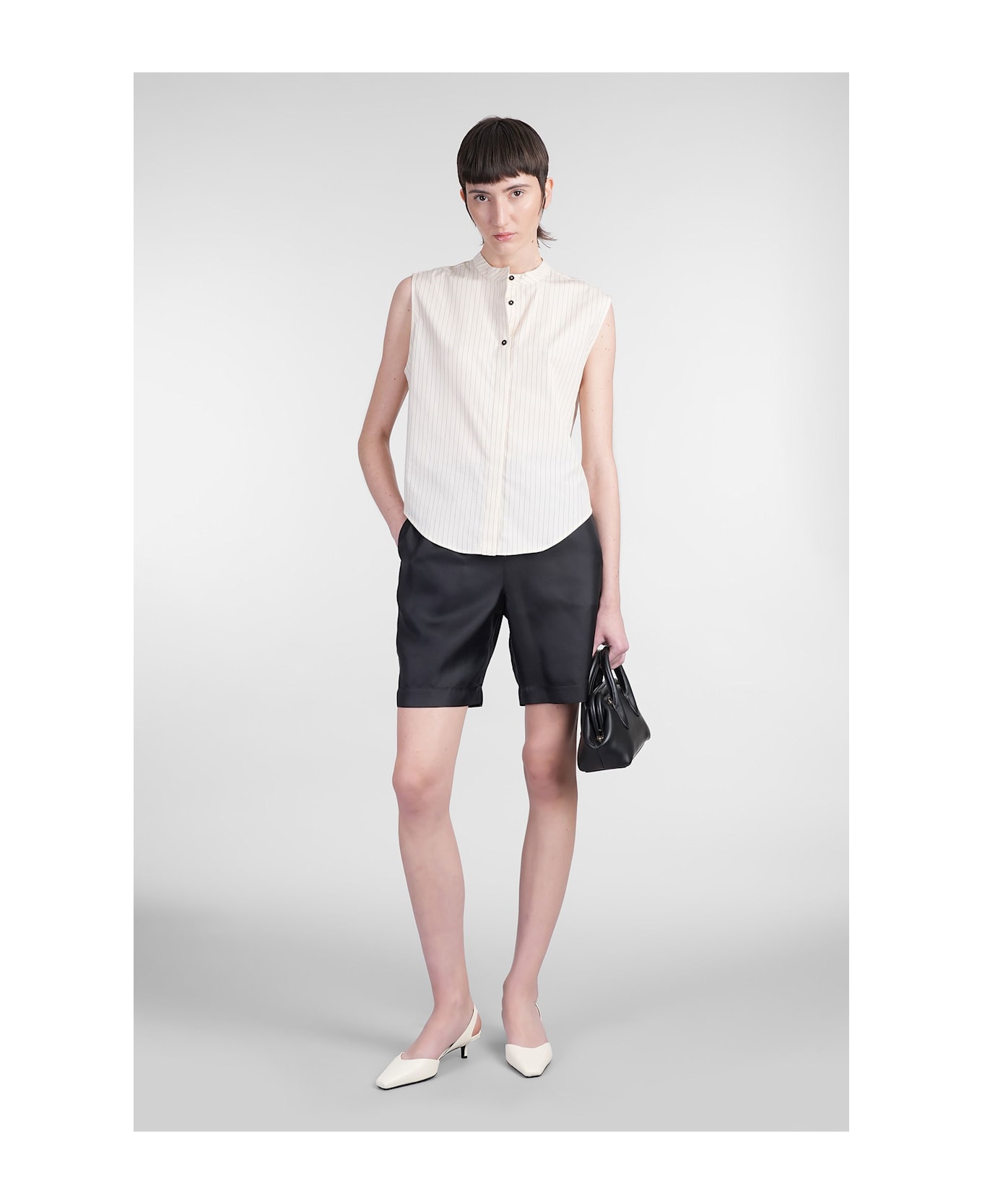Loulou Studio Hale Stripes Shirt In Beige Cotton - beige
