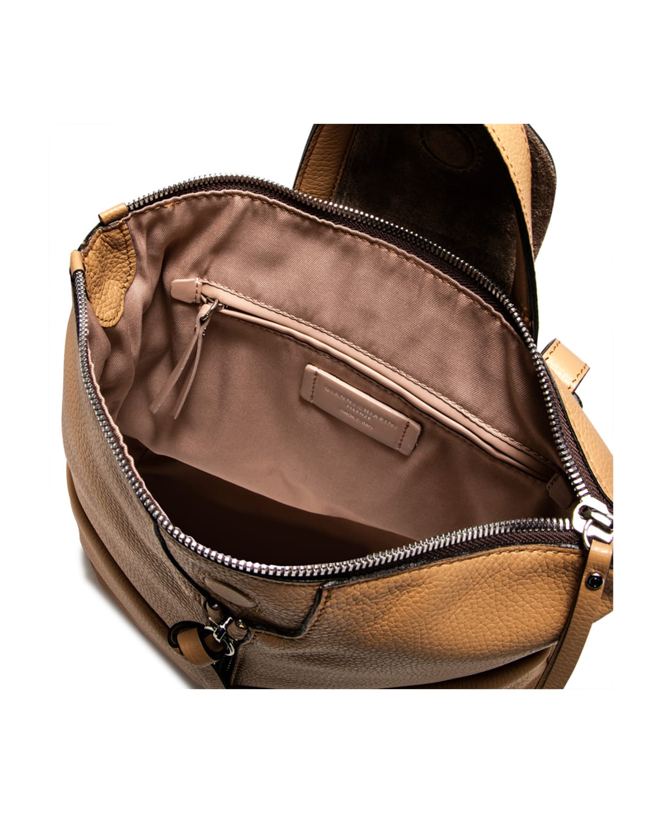 Gianni Chiarini Giada Leather Backpack With Front Zips - NATURE バックパック