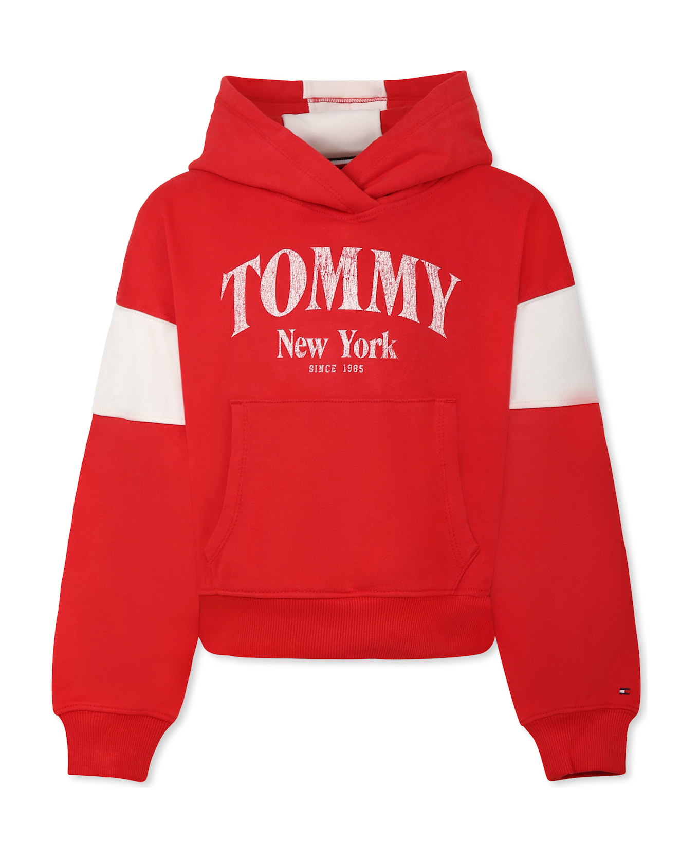 Tommy Hilfiger Red Crop Sweatshirt For Girl With Logo - Red