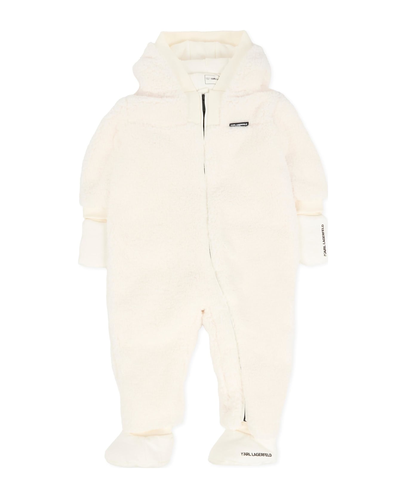 Karl Lagerfeld Kids Ivory Snowsuit For Boy With Logo - Ivory