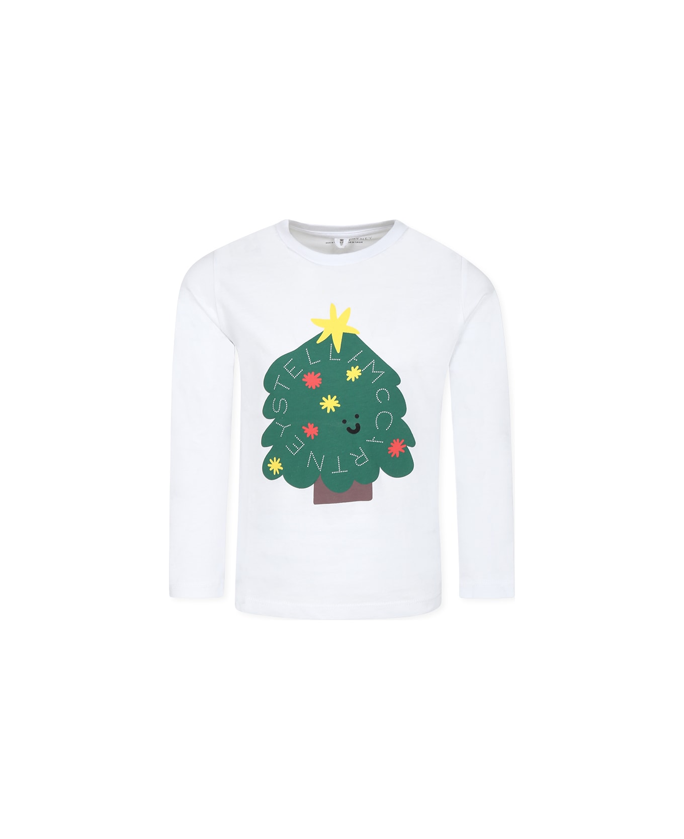Stella McCartney Kids White T-shirt For Kids With Christmas Tree - White