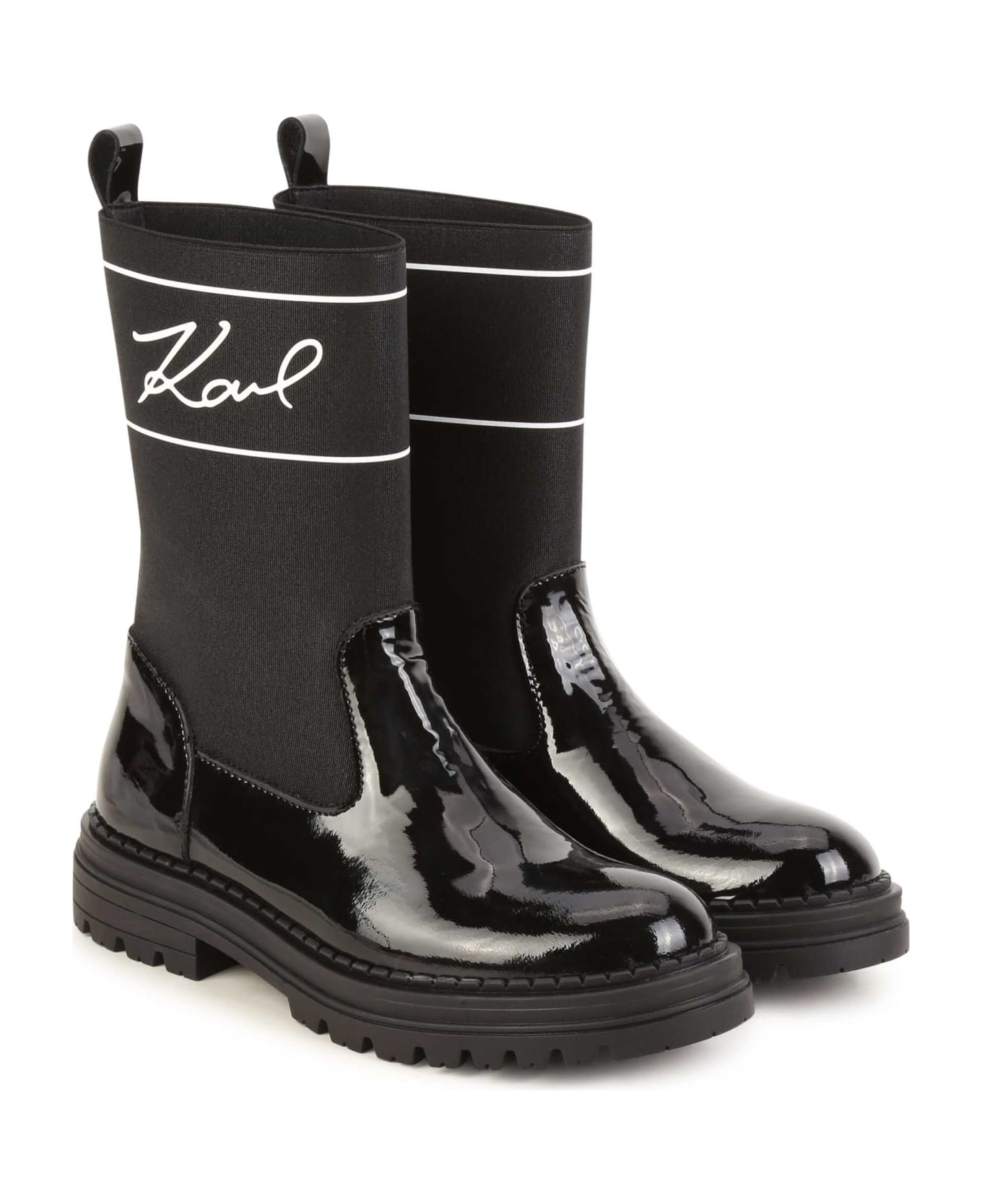 Karl Lagerfeld Kids Ankle Boots With Print - Black