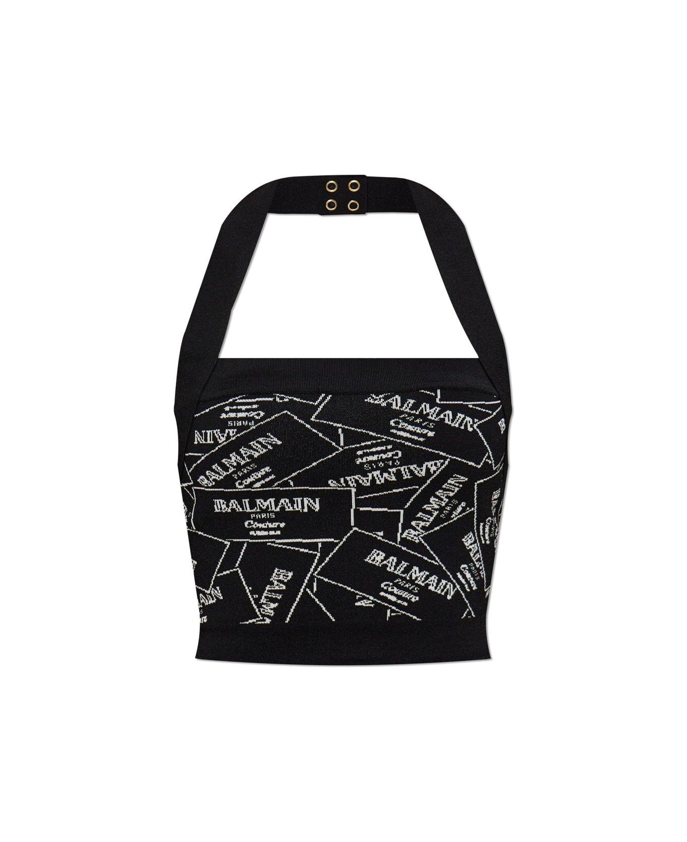 Balmain Logo Detailed Cropped Top - Nero