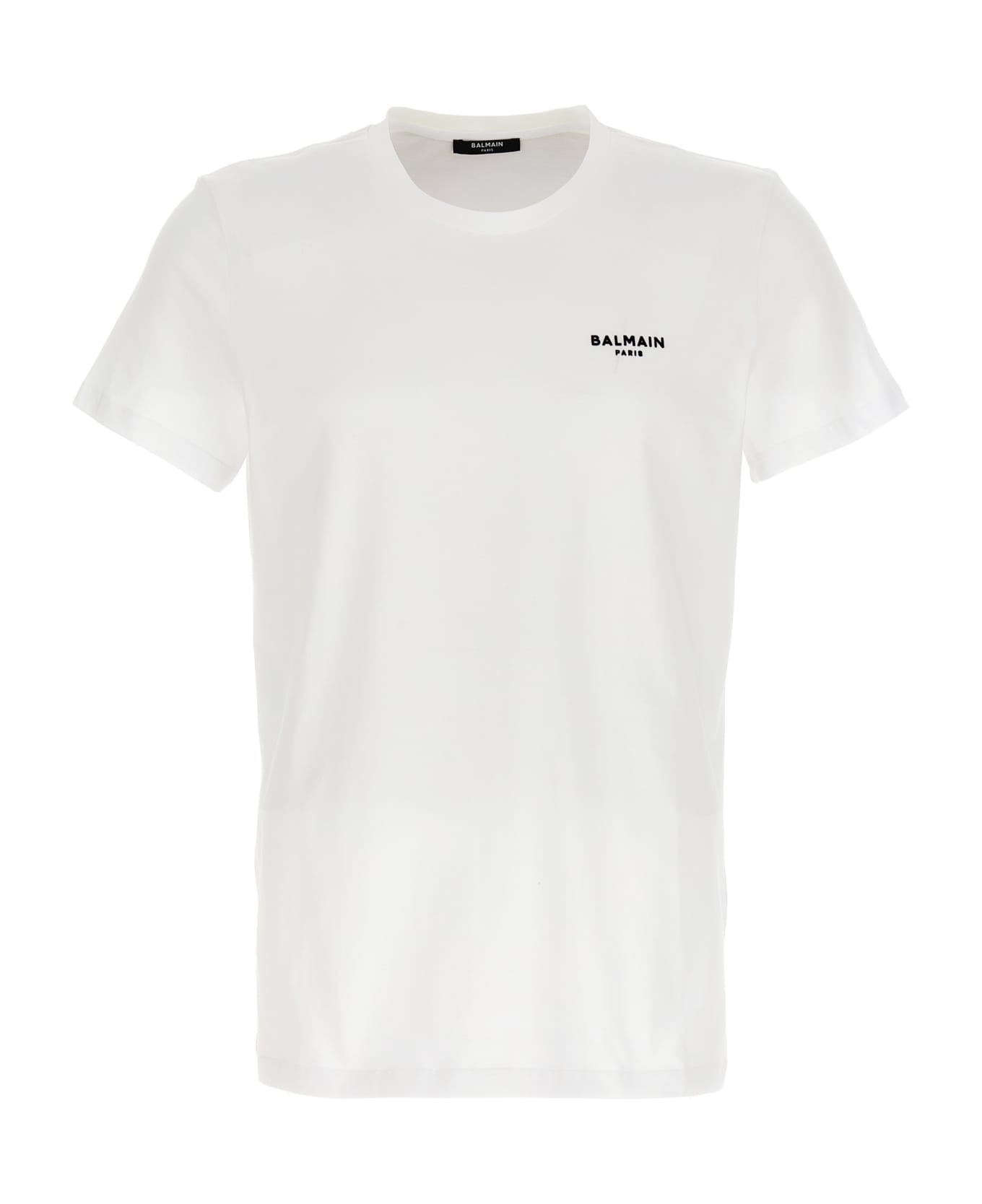 Balmain Flocked Logo T-shirt - Gab Blanc Noir