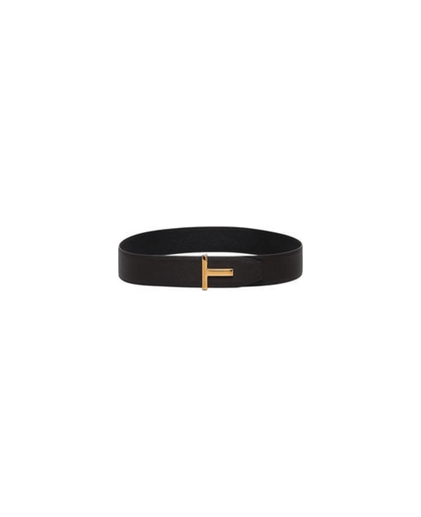 Tom Ford Man's Reversible Brown And Black Leather T Belt - Thumbnail 2