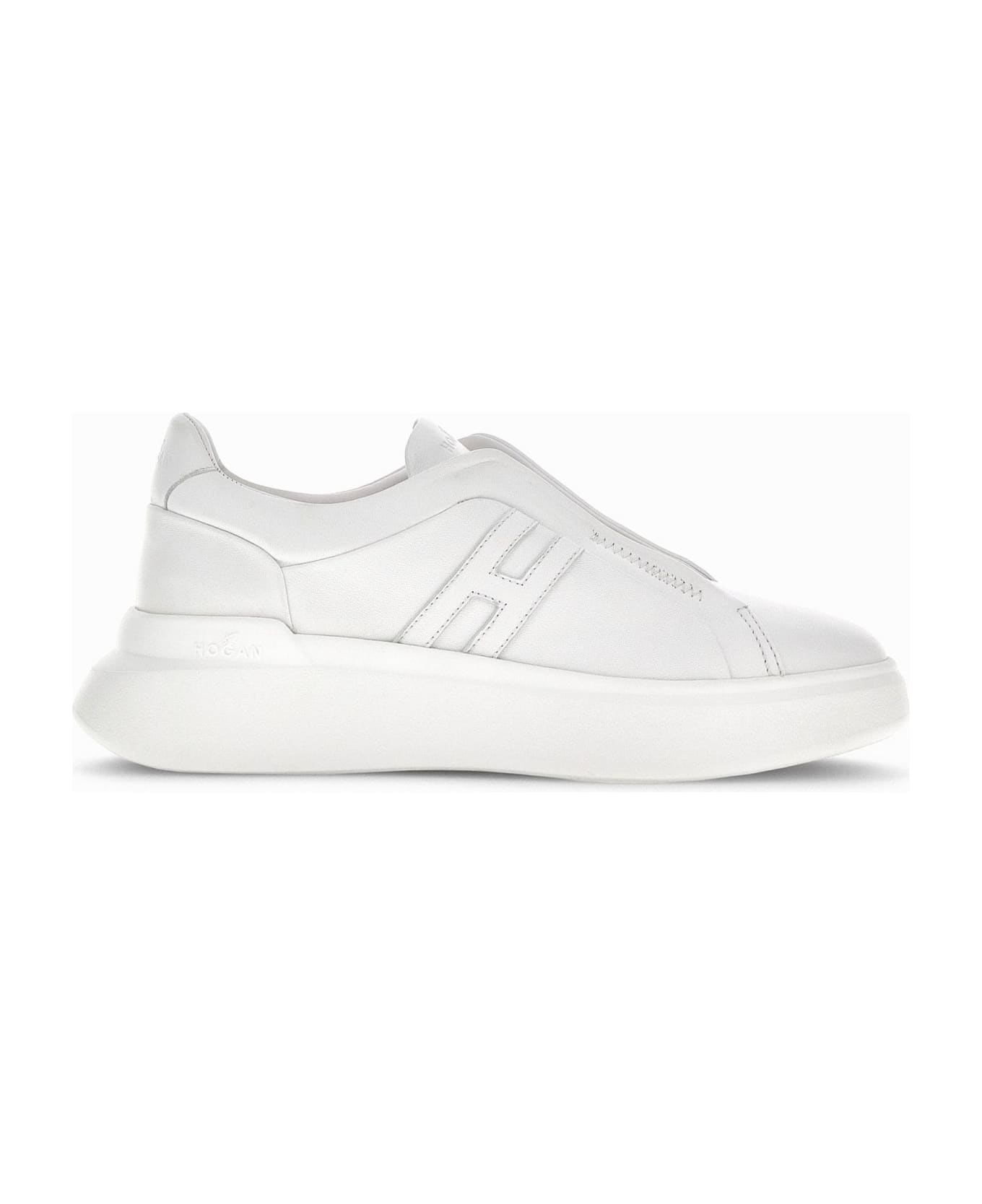 Hogan Slip-on Sneakers In Leather - Bianco