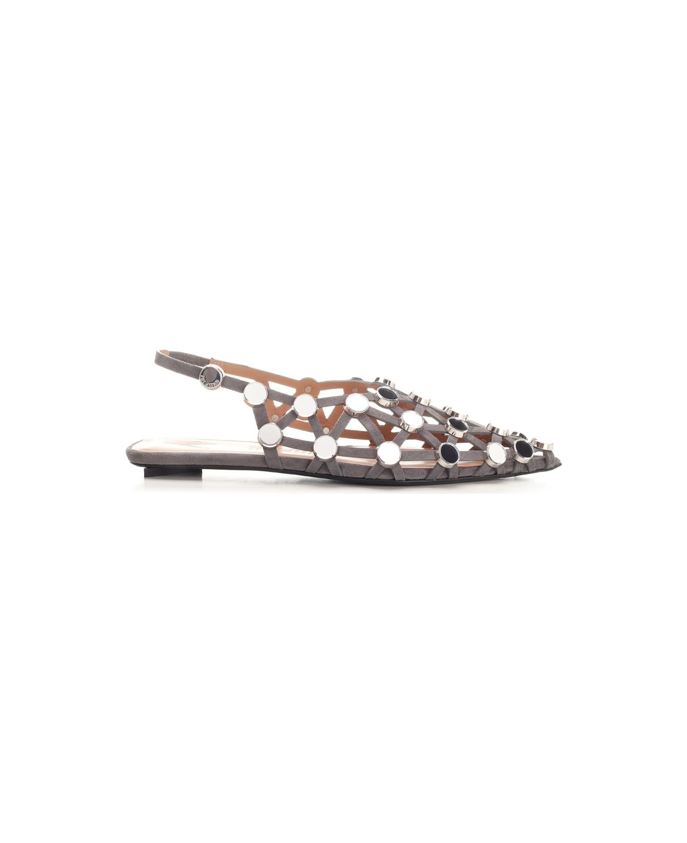 The Attico "grid" Flat Shoes - Grey
